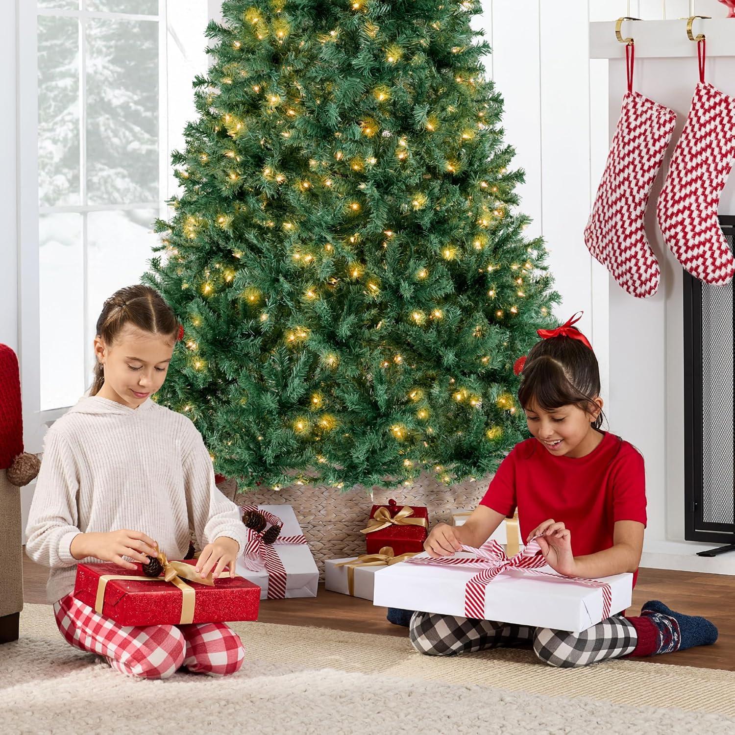 Best Choice Products 6ft Pre-Lit Premium Hinged Artificial Christmas Pine Tree w/ 1,000 Tips, 250 Lights, Metal Base