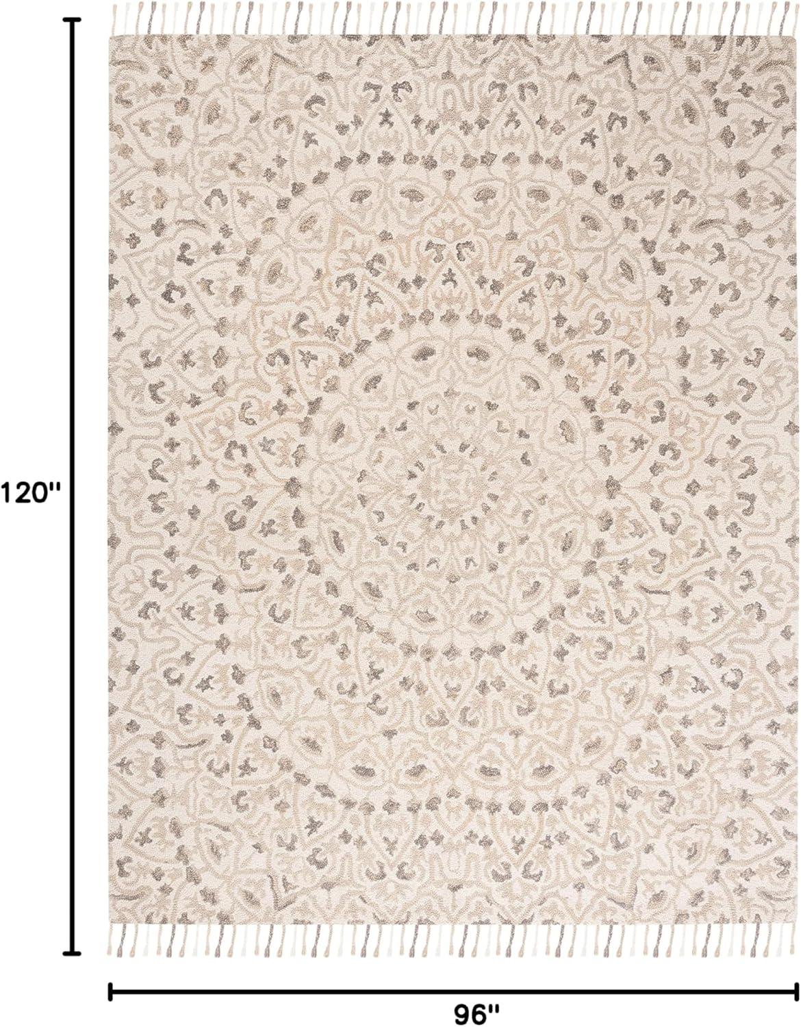 Blossom BLM459 Hand Tufted Indoor Area Rug - Ivory/Taupe - 8'x10' - Safavieh