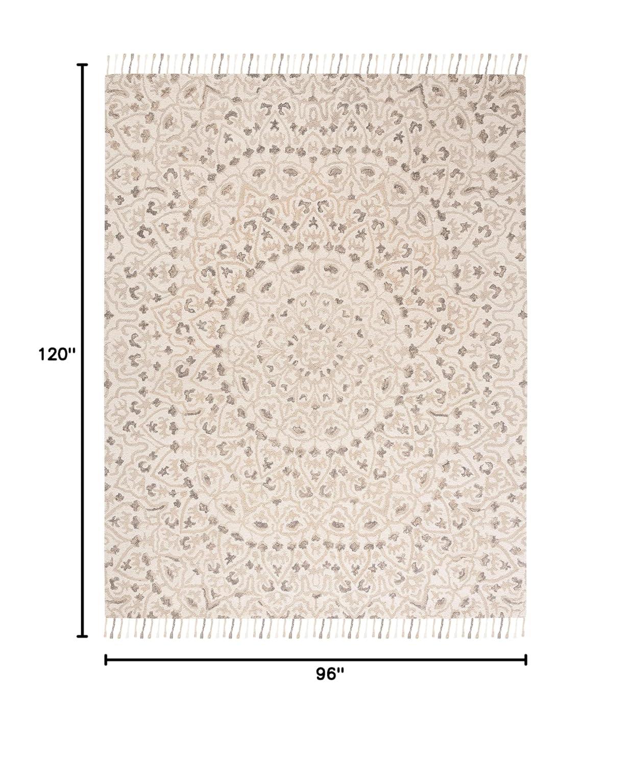 Blossom BLM459 Hand Tufted Indoor Area Rug - Ivory/Taupe - 8'x10' - Safavieh