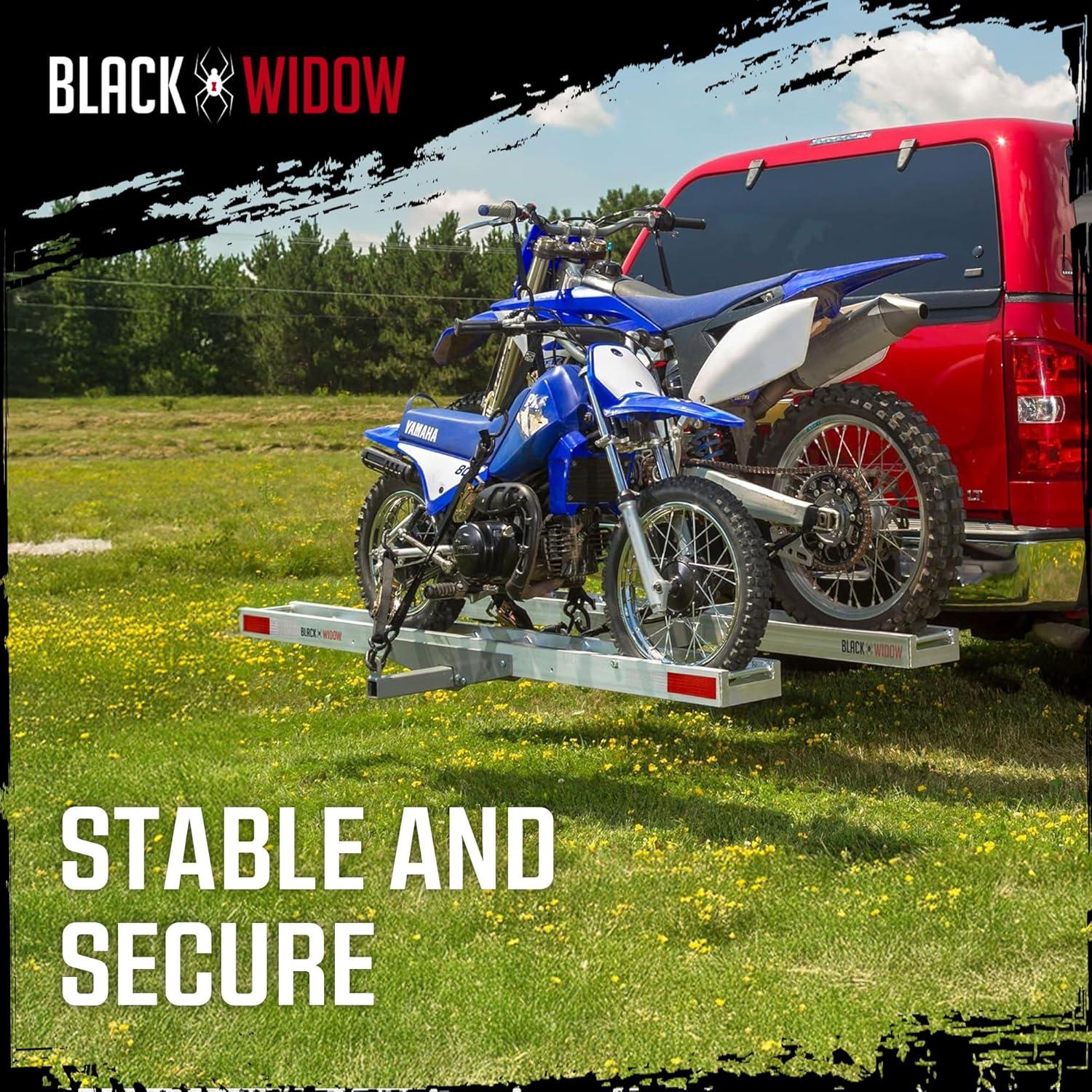 Black Widow Black Widow Double Motorcycle Carrier with Ramp for 2" Hitch, 600 Pound Capacity