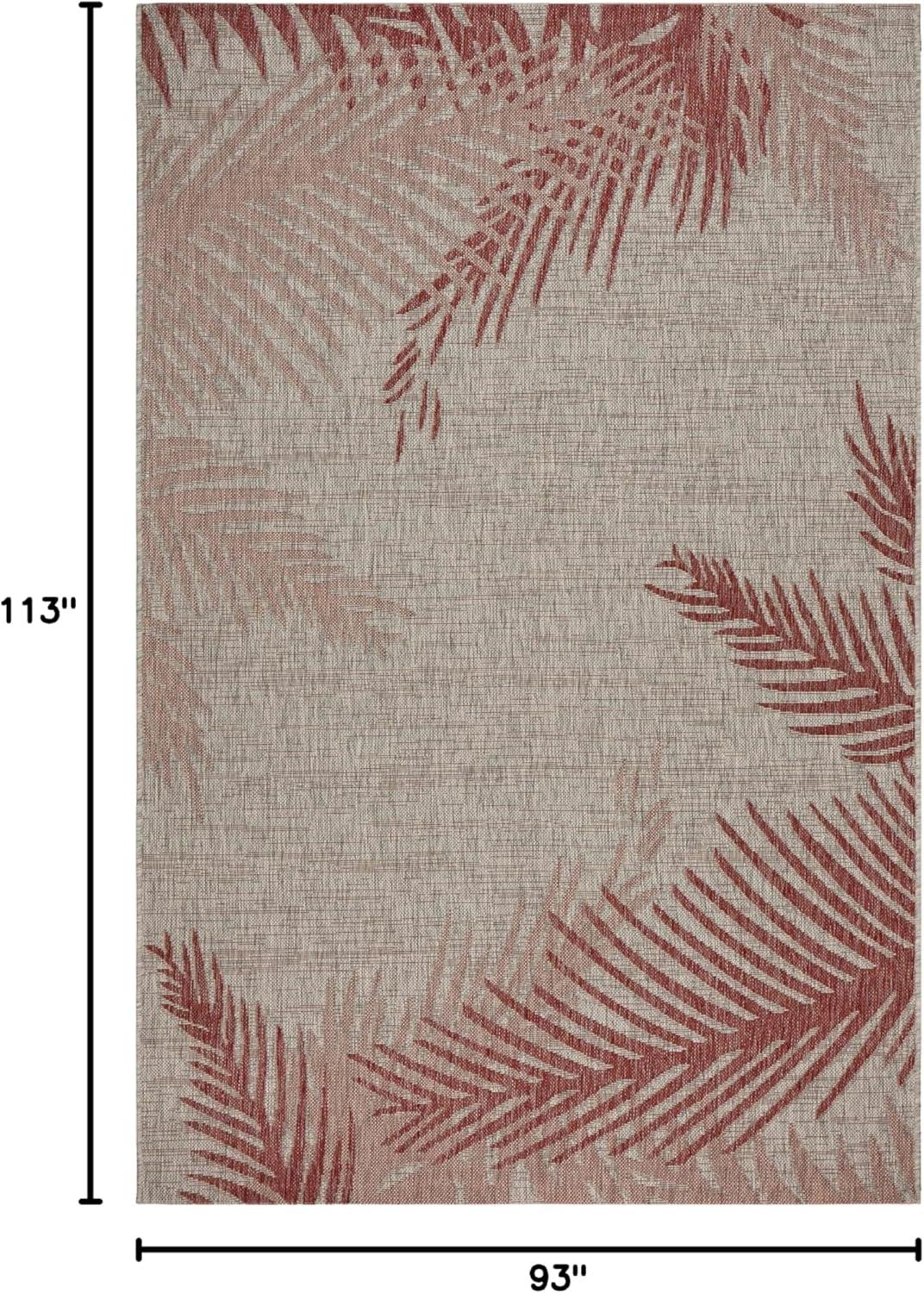 Ox Bay Carmindy 7'9" x 9'5" Red Tropical Palms Indoor/Outdoor Area Rug