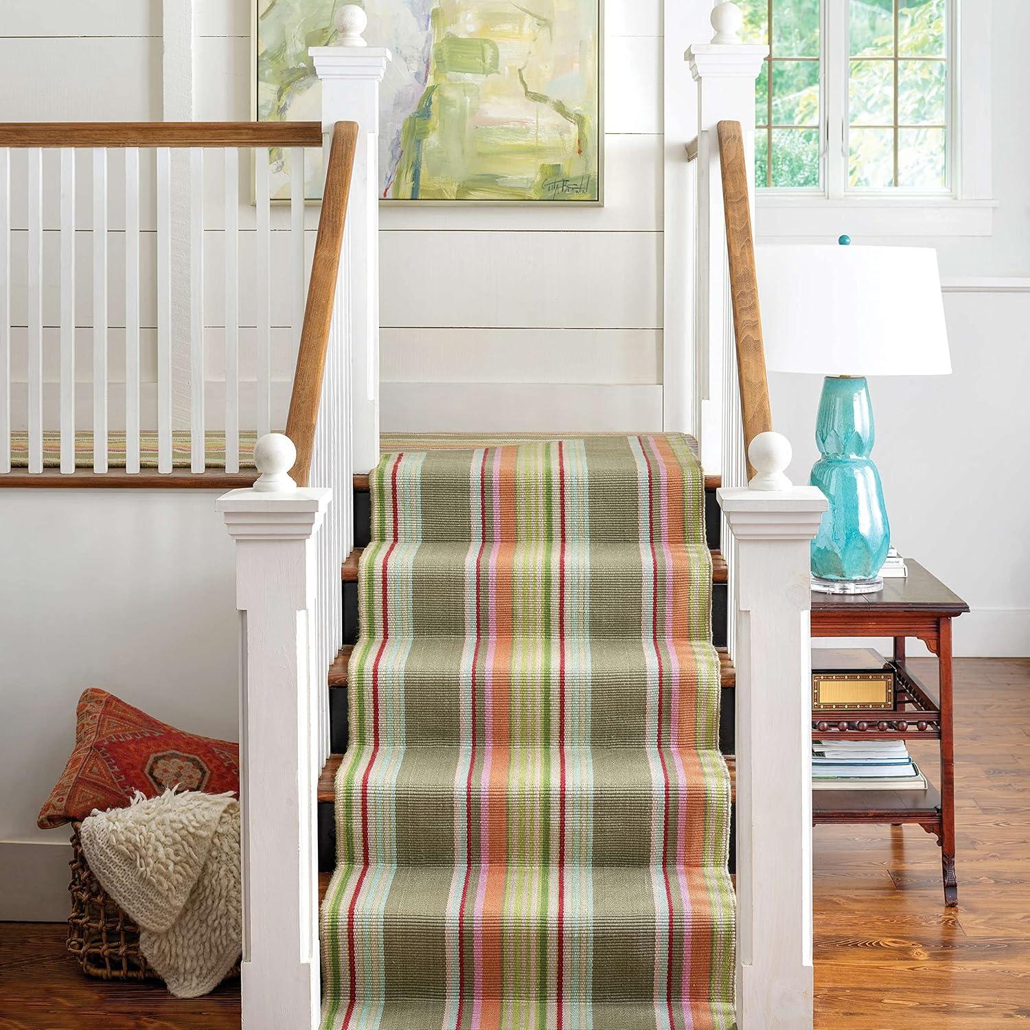 Dash and Albert Barbados Cotton Area Rug - 2' x 3' Blue Stripe Handwoven Accent Rug - Durable, Lightweight, High Traffic Area Living Room, Hallway, Bedroom