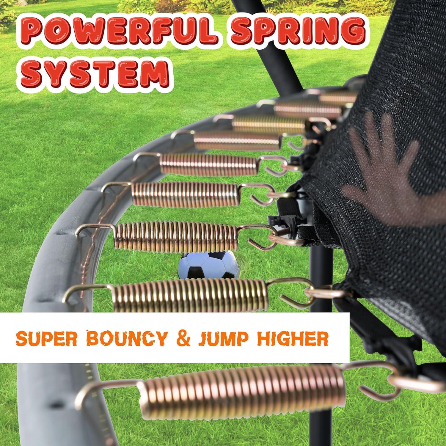 JUMPZYLLA Trampoline Outdoor 8FT 10FT 12FT 14FT 15FT 16FT with Enclosure and Ladder, ASTM Approved Recreational Trampoline for Kids and Adults, Anti-Rust Coated Frame