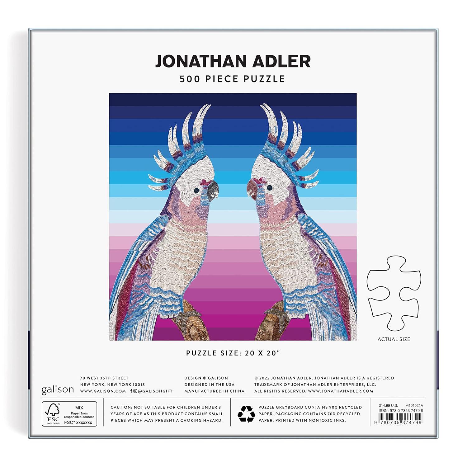 Galison Jonathan Adler Parrots 500 Piece Puzzle from Galison - 20" x 20" Puzzle Featuring Iconic Art by Jonathan Adler, Thick & Study Pieces, Challenging Jigsaw Puzzle for Adults, Great Gift Idea!