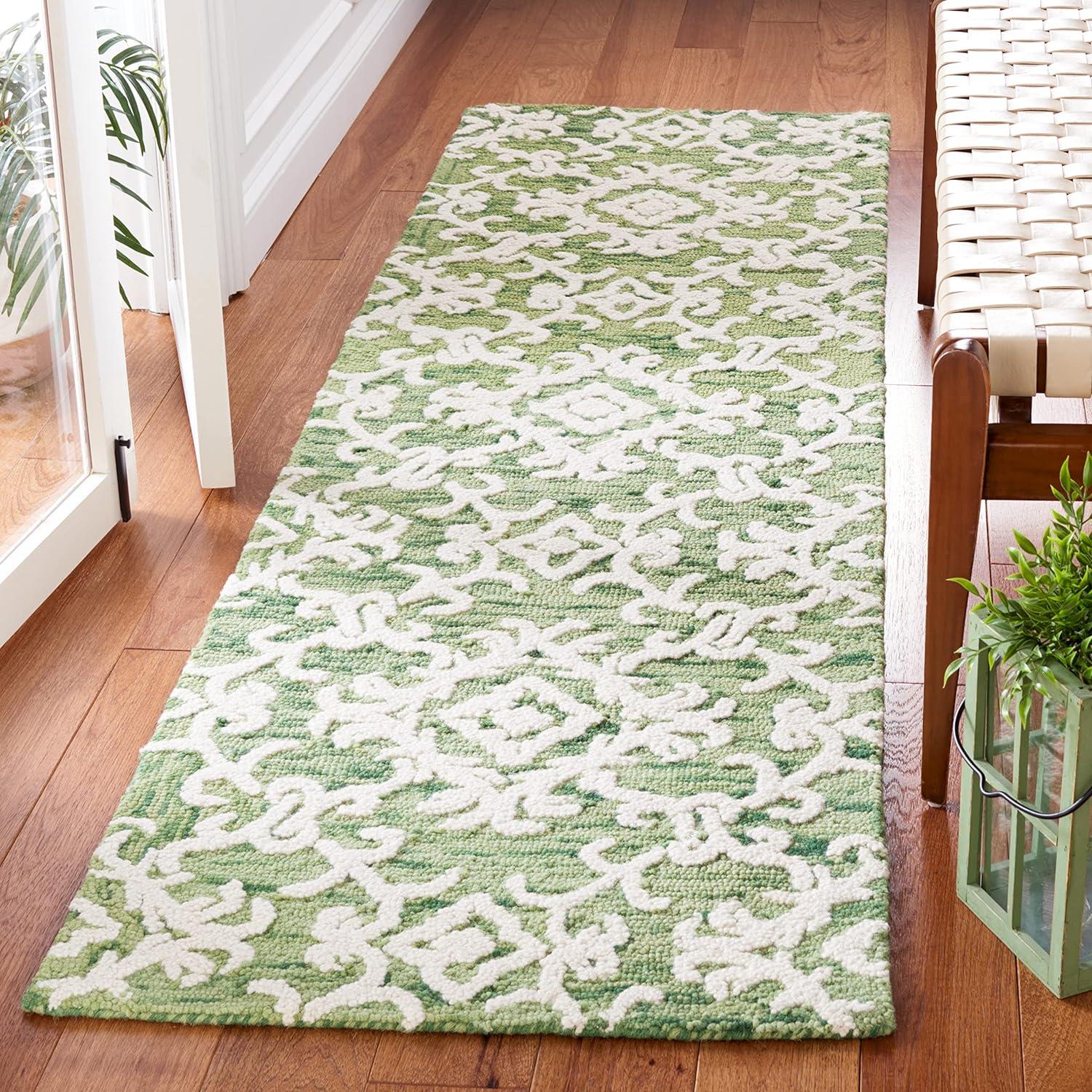 Blossom BLM104 Hand Tufted Runner Rug - Green/Ivory - 2'3"x8' - Safavieh.
