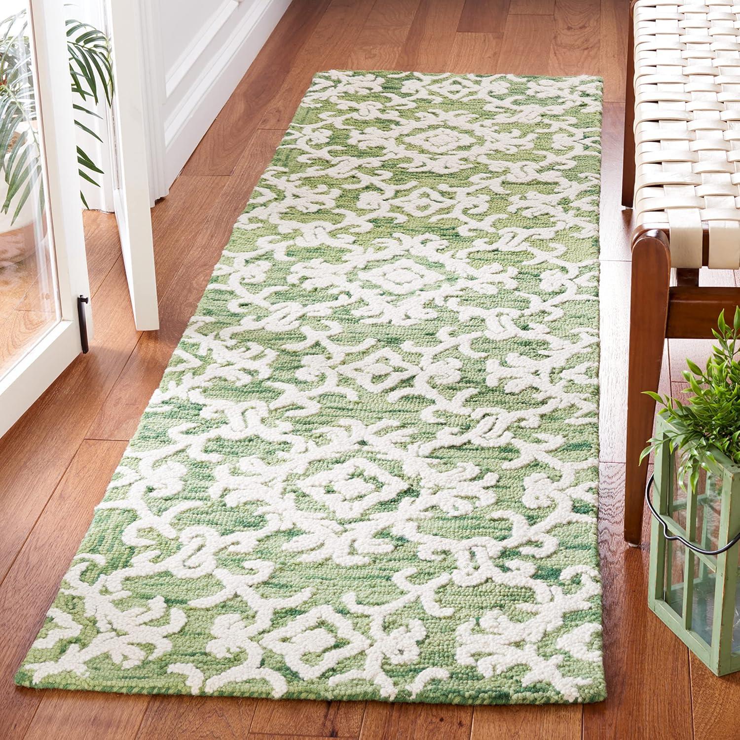 Blossom BLM104 Hand Tufted Runner Rug - Green/Ivory - 2'3"x8' - Safavieh.