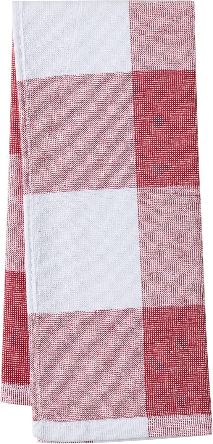 Cannon 4pk Cotton Jackson and Olivia Kitchen Towels Red: Classic Plaid & Solid Dish Towels, Waffle & Terry, Machine Washable