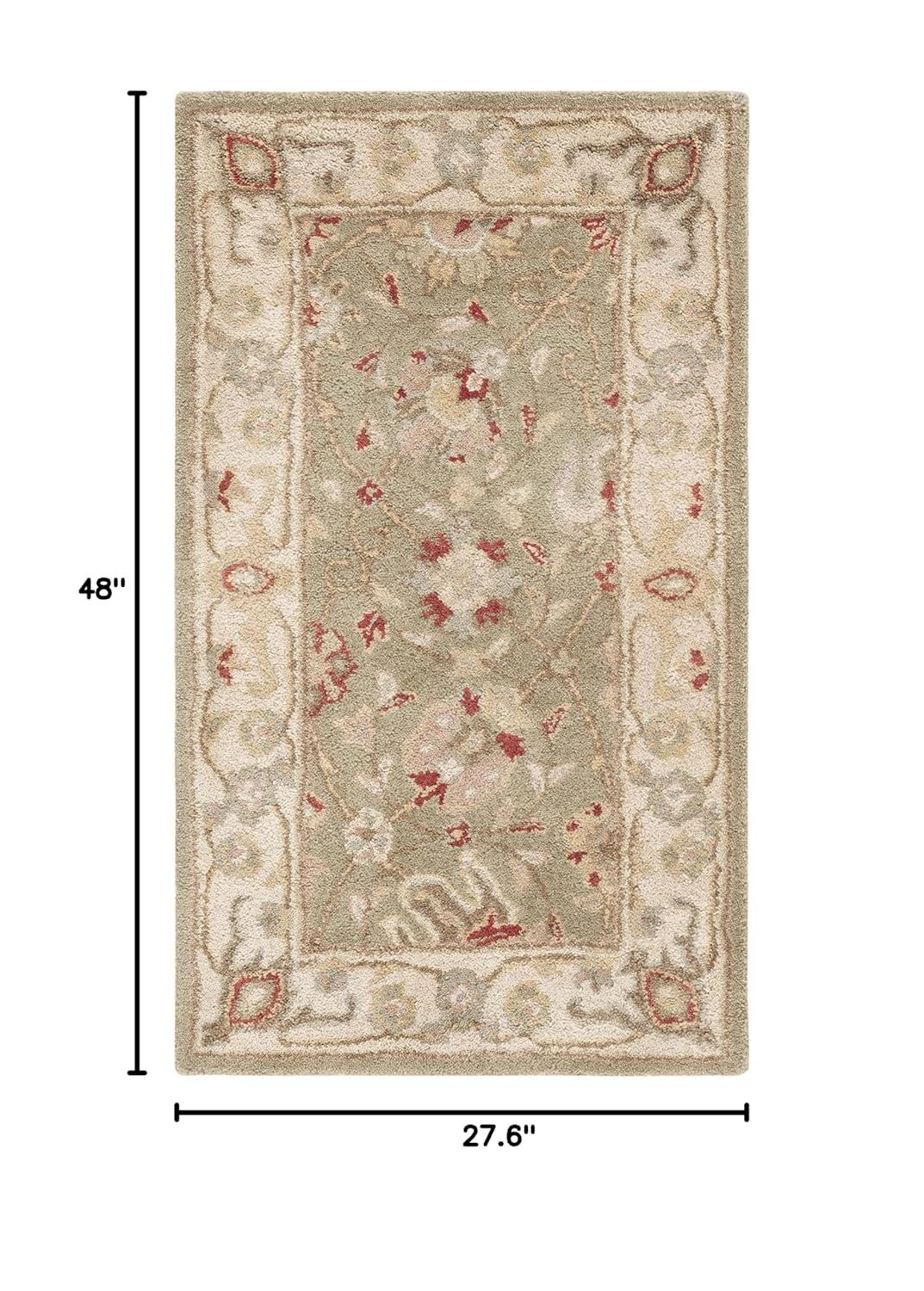 SAFAVIEH Antiquity Lilibeth Traditional Floral Wool Area Rug, Sage, 2'3" x 4'