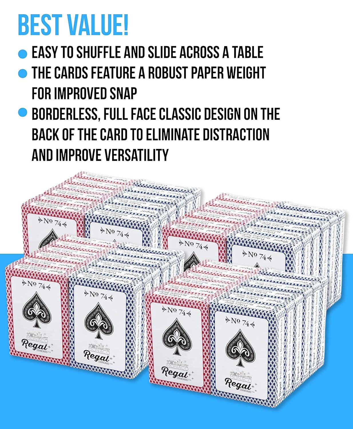 Regal Games, Monaco Casino Standard Playing Cards, Versatile Game Option, 48 Pack (24 Red Deck, 24 Blue Deck)