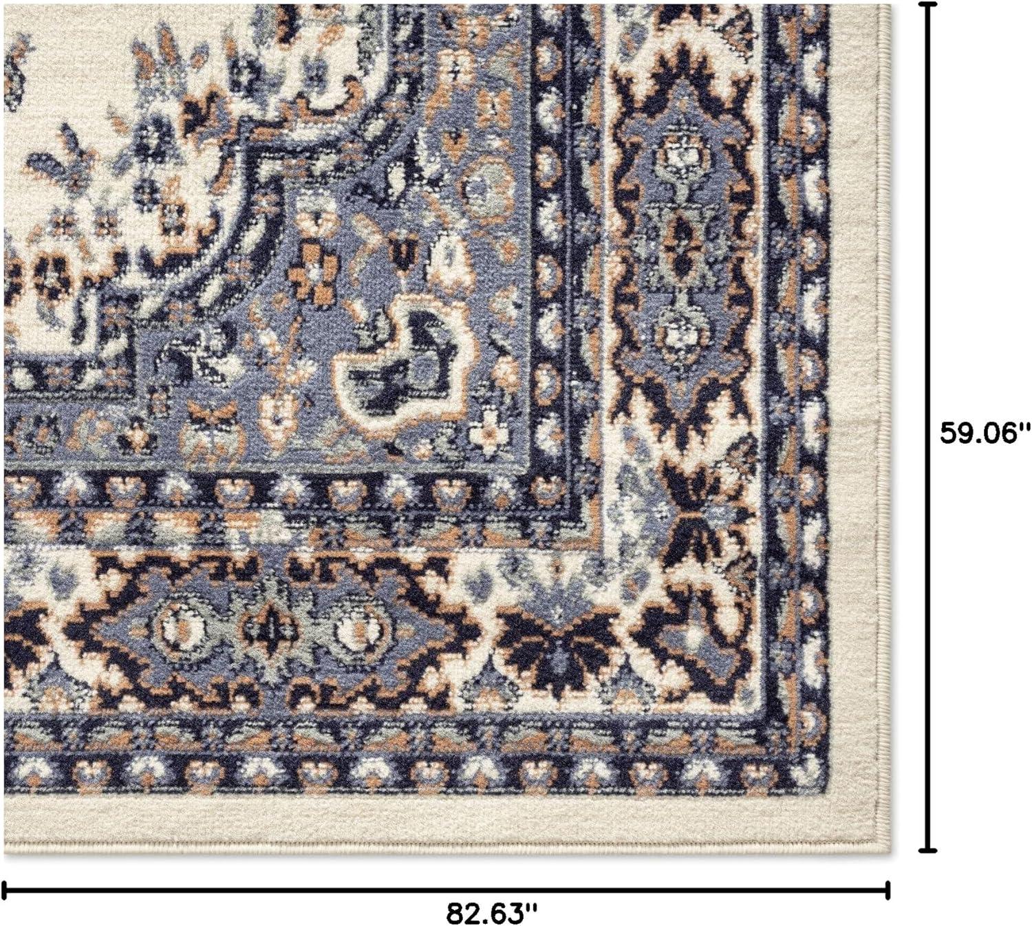 Home Dynamix Ariana Ksara Traditional Medallion Border Area Rug, Ivory/Blue, 3-Piece Set