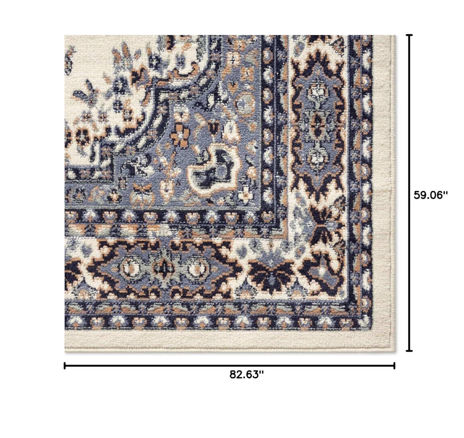Home Dynamix Ariana Ksara Traditional Medallion Border Area Rug, Ivory/Blue, 3-Piece Set
