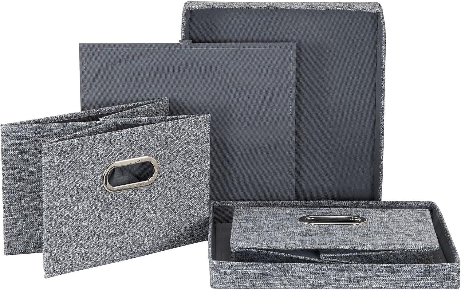 Storage Boxes with Lids, 2 Piece Set with Durable Grommet Handles, PP Non-Woven Fabric with Strong Chipboard Siding, Foldable and Stackable, Easily Accessible, Versatile