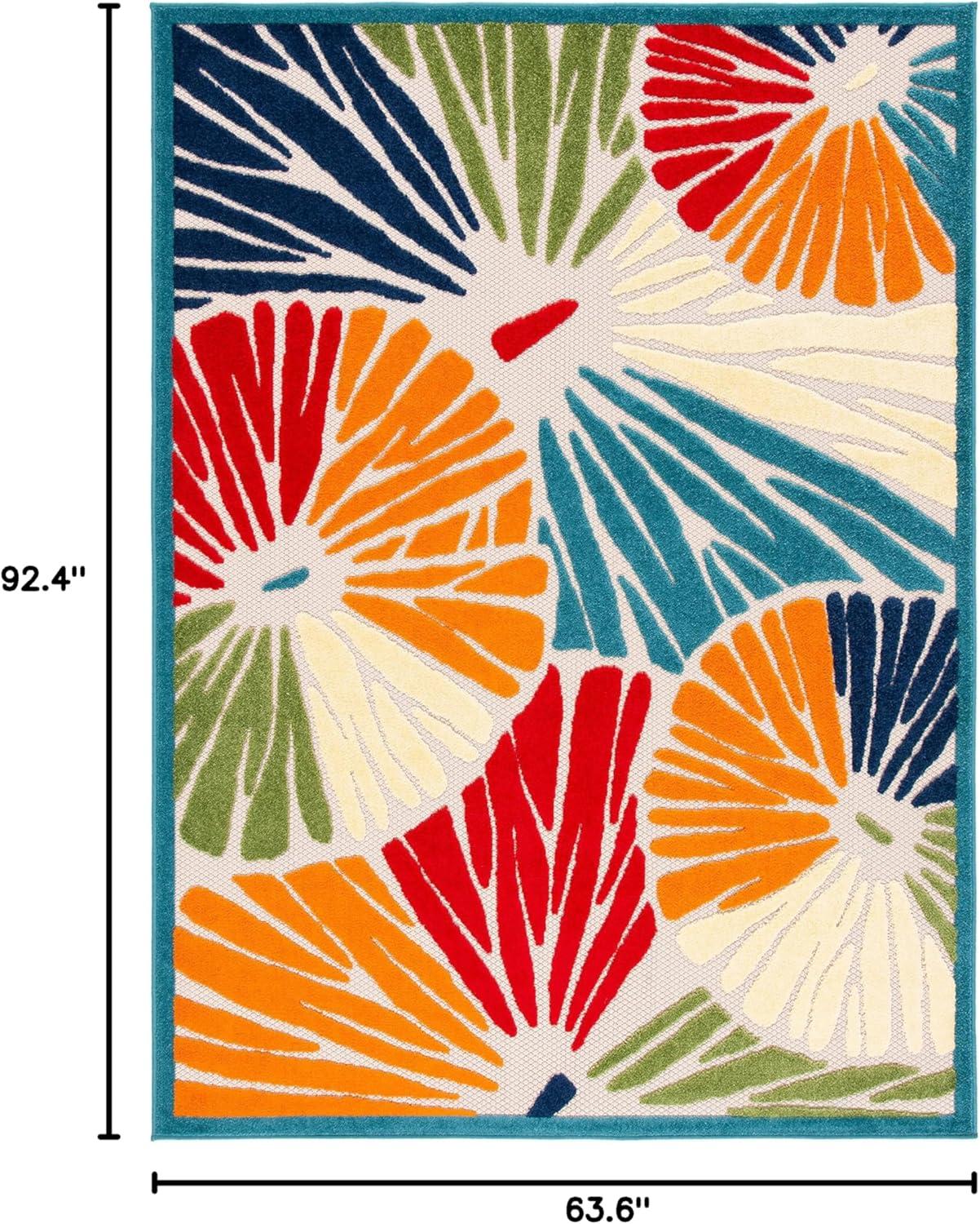 Cabana CBN356 Power Loomed Indoor and Outdoor Area Rug - Ivory/Blue - 5'3"x7'7" - Safavieh.