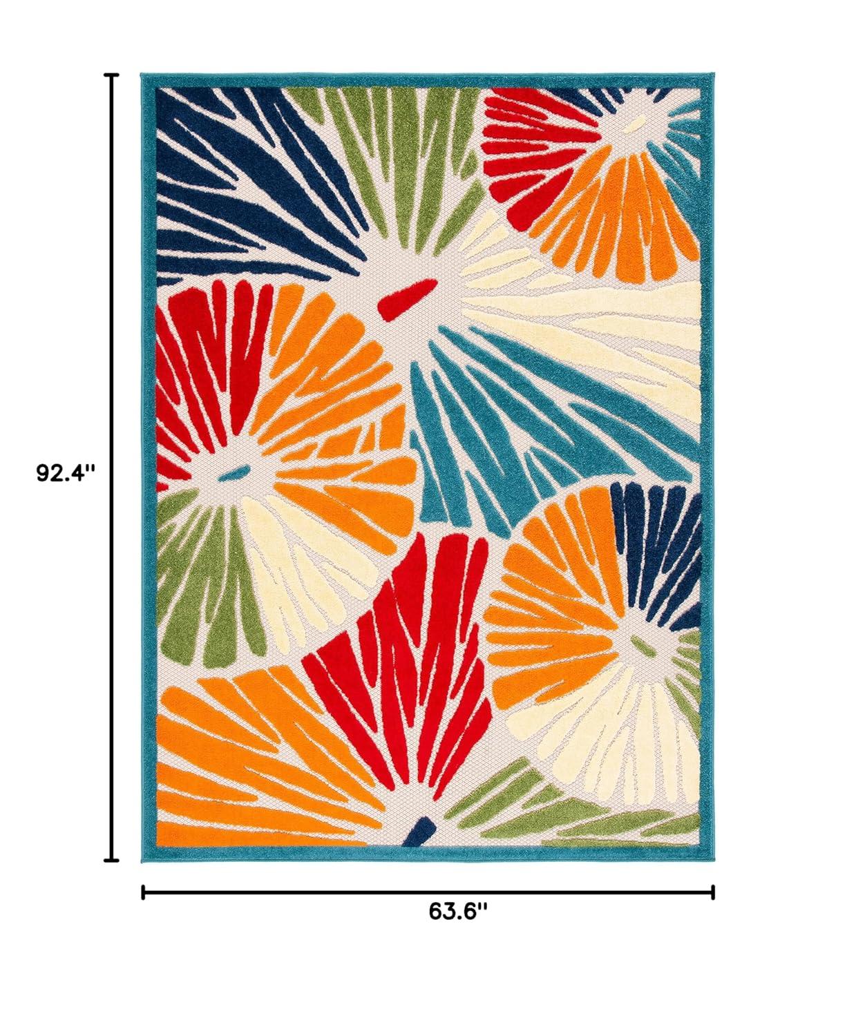 Cabana CBN356 Power Loomed UV Resistant Indoor/Outdoor Area Rug - Ivory/Blue - 5'3"x7'7" - Safavieh
