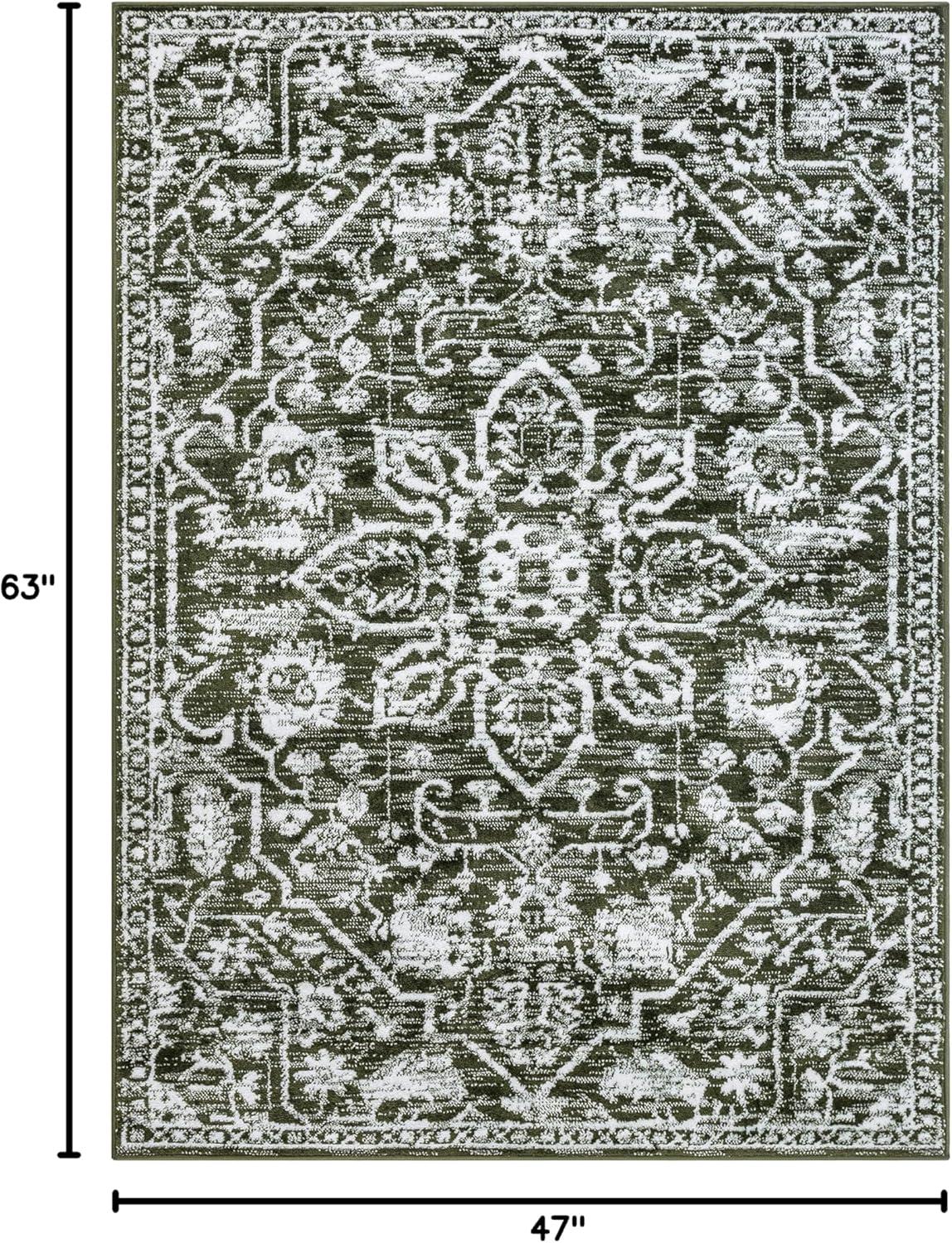 Well Woven Dazzle DISA Vintage Medallion Green Soft 3'11" x 5'3" Area Rug