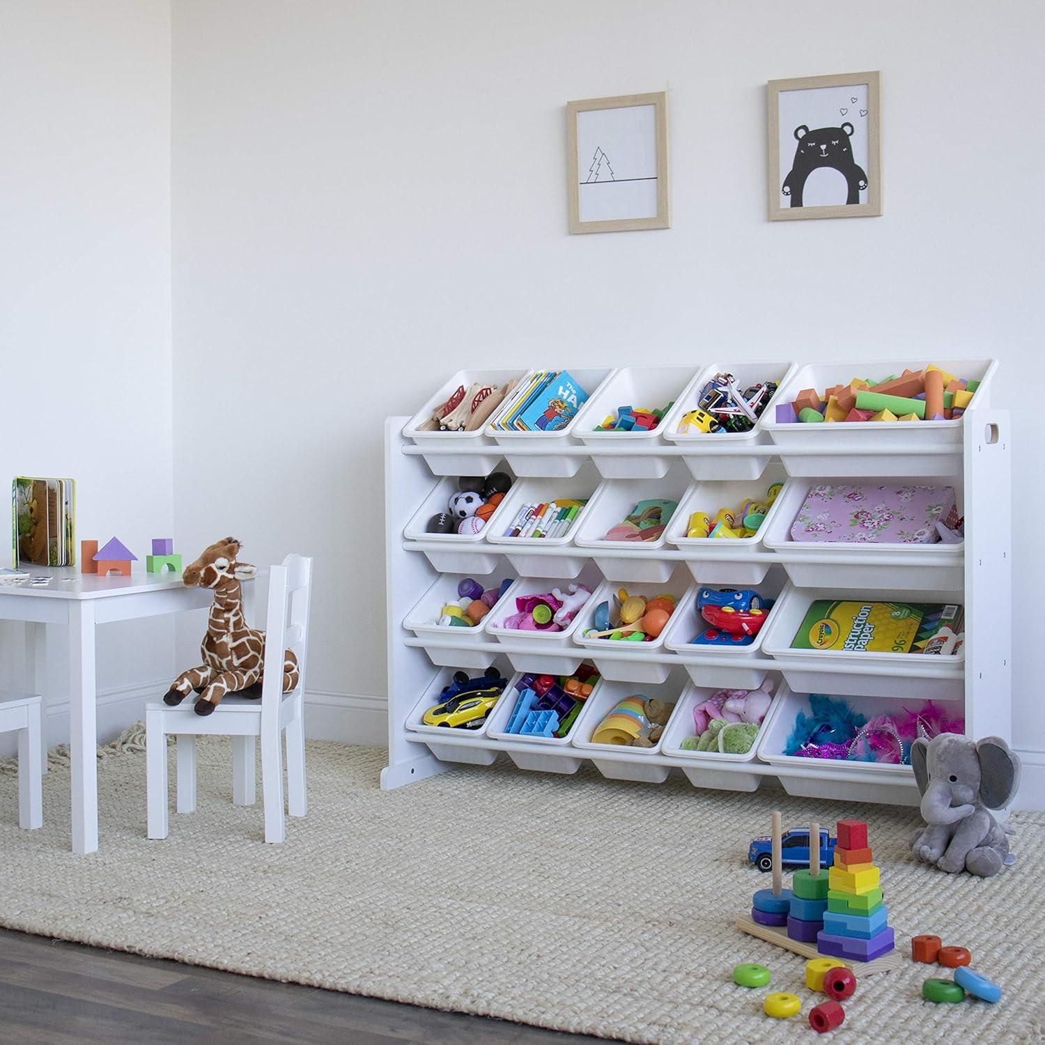 Cambridge Extra Large Kids' Toy Storage Organizer with 20 Storage Bins White - Humble Crew: MDF Bin Shelves, 4 Shelves