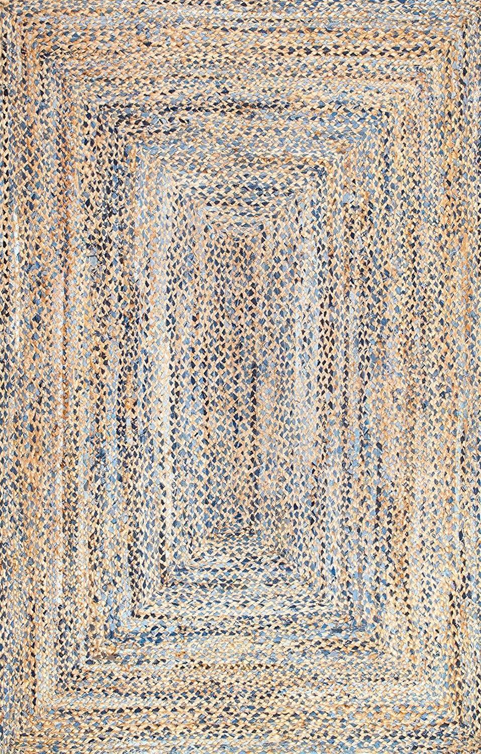 nuLOOM Eliz Braided Denim and Jute Area Rug