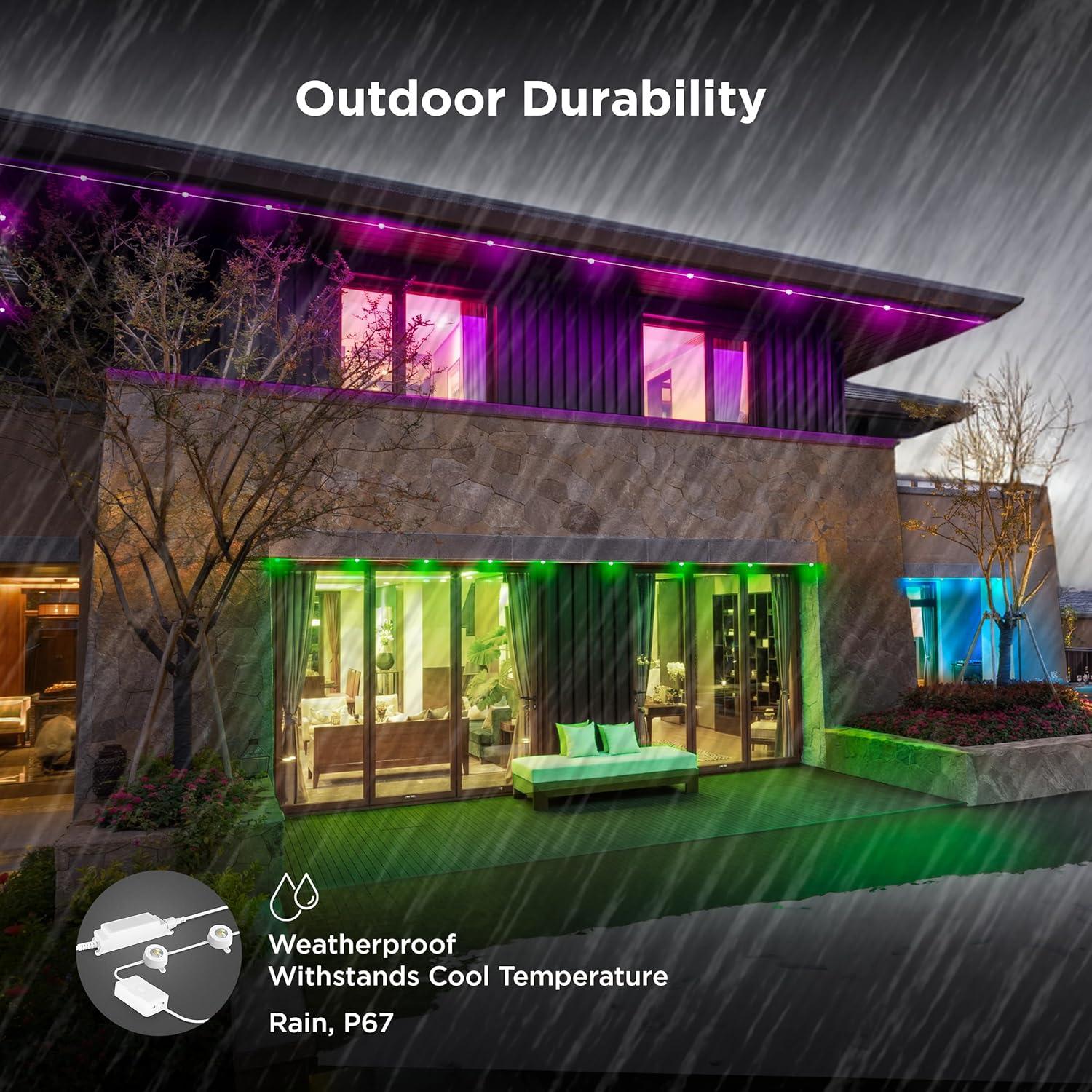 Feit Electric 100' Foot 60 Light RGBW Tunable White Permanent Outdoor String Light