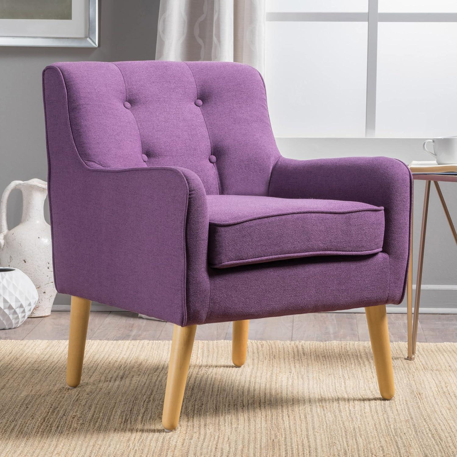 Felicity Mid-Century Armchair Purple - Christopher Knight Home: Tufted, Upholstered, Comfortable for Reading & Living Room