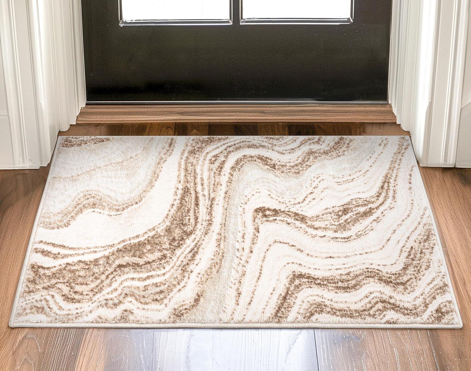 Well Woven Werrick Grey & Gold Striated Marble Pattern Rug 8x10 (7'10" x 9'10")