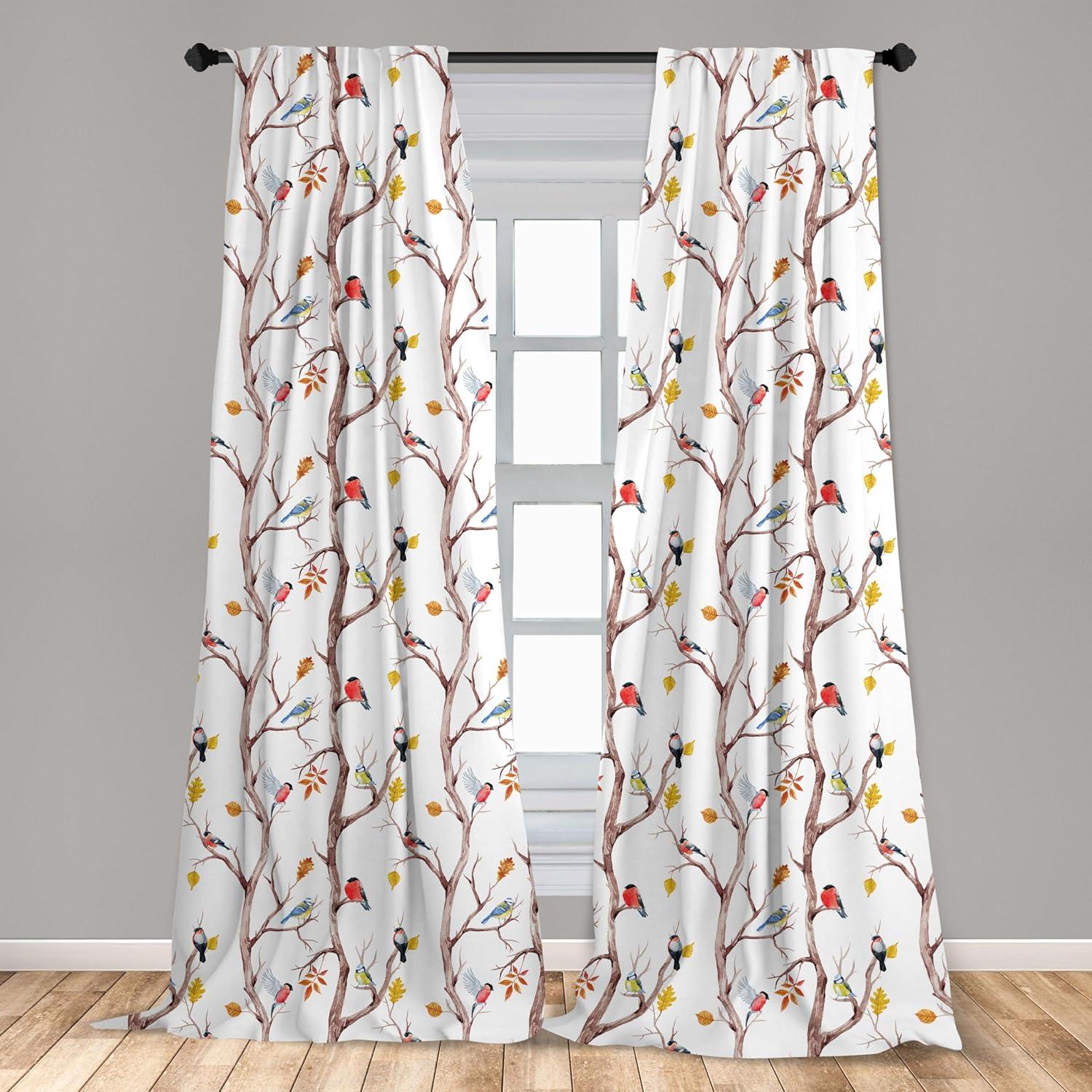 Autumn Semi-Sheer Rod Pocket Curtain Panels (Set of 2)