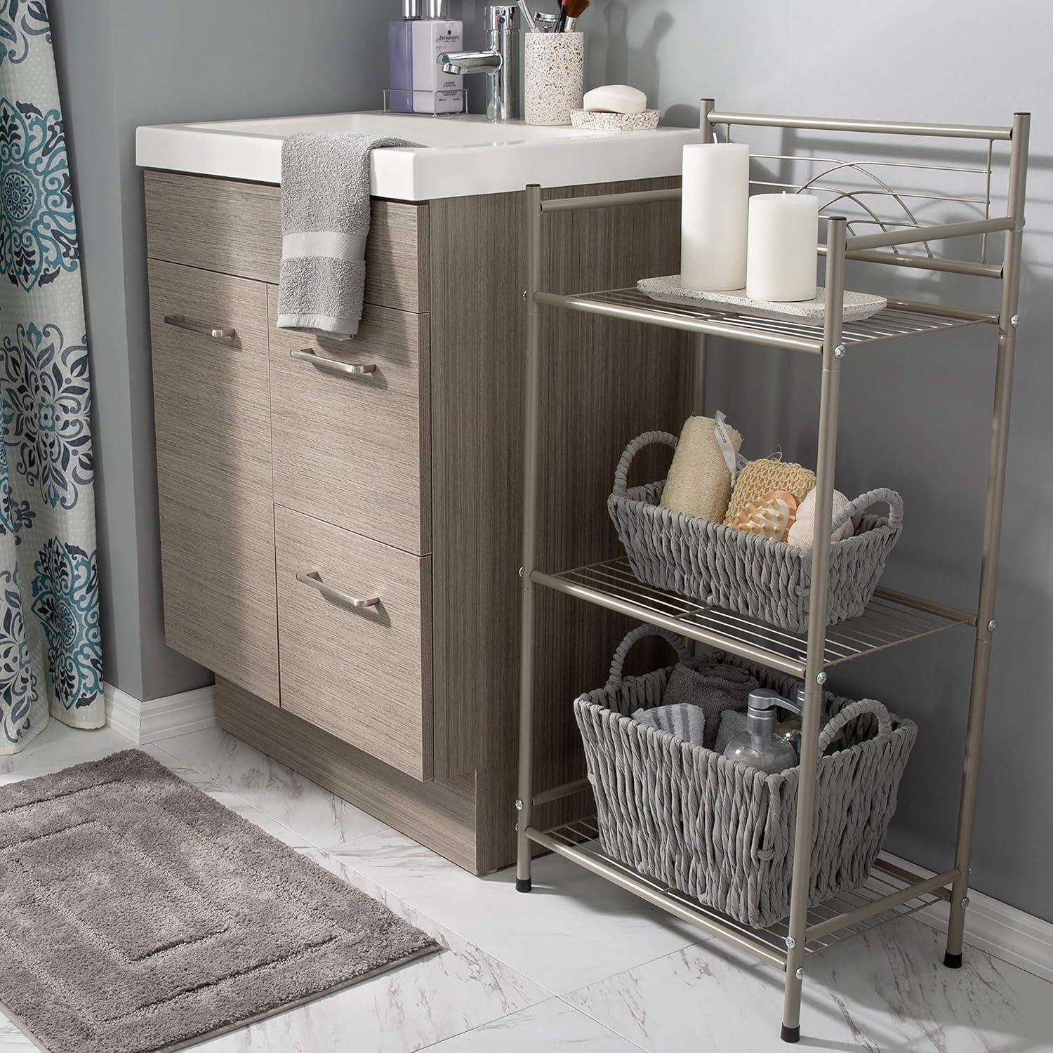 Bath Bliss 3 Shelves Tiered Bathroom Storage Rack in Satin Nickel