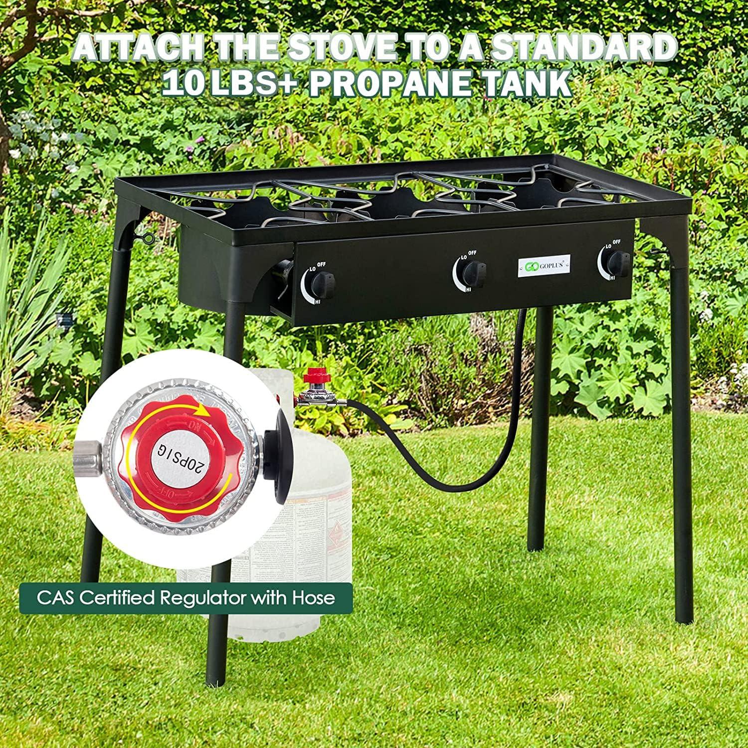 Goplus Portable Propane 225,000-BTU 3 Burner Gas Cooker Outdoor Camp Stove BBQ