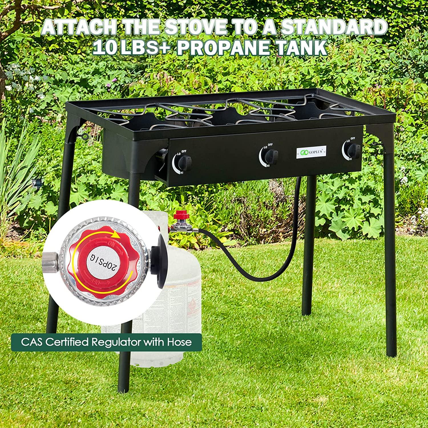 Costway Portable Propane 225,000-BTU 3 Burner Gas Cooker Outdoor Camp Stove BBQ