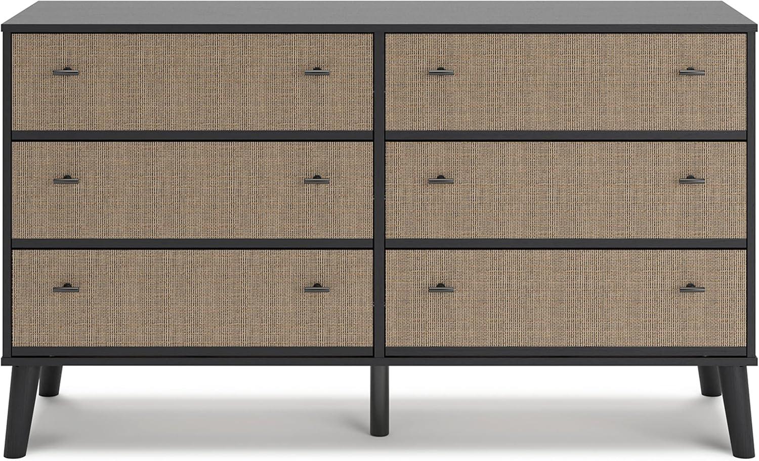 Charlang Mid-Century Modern Black & Beige 6-Drawer Dresser