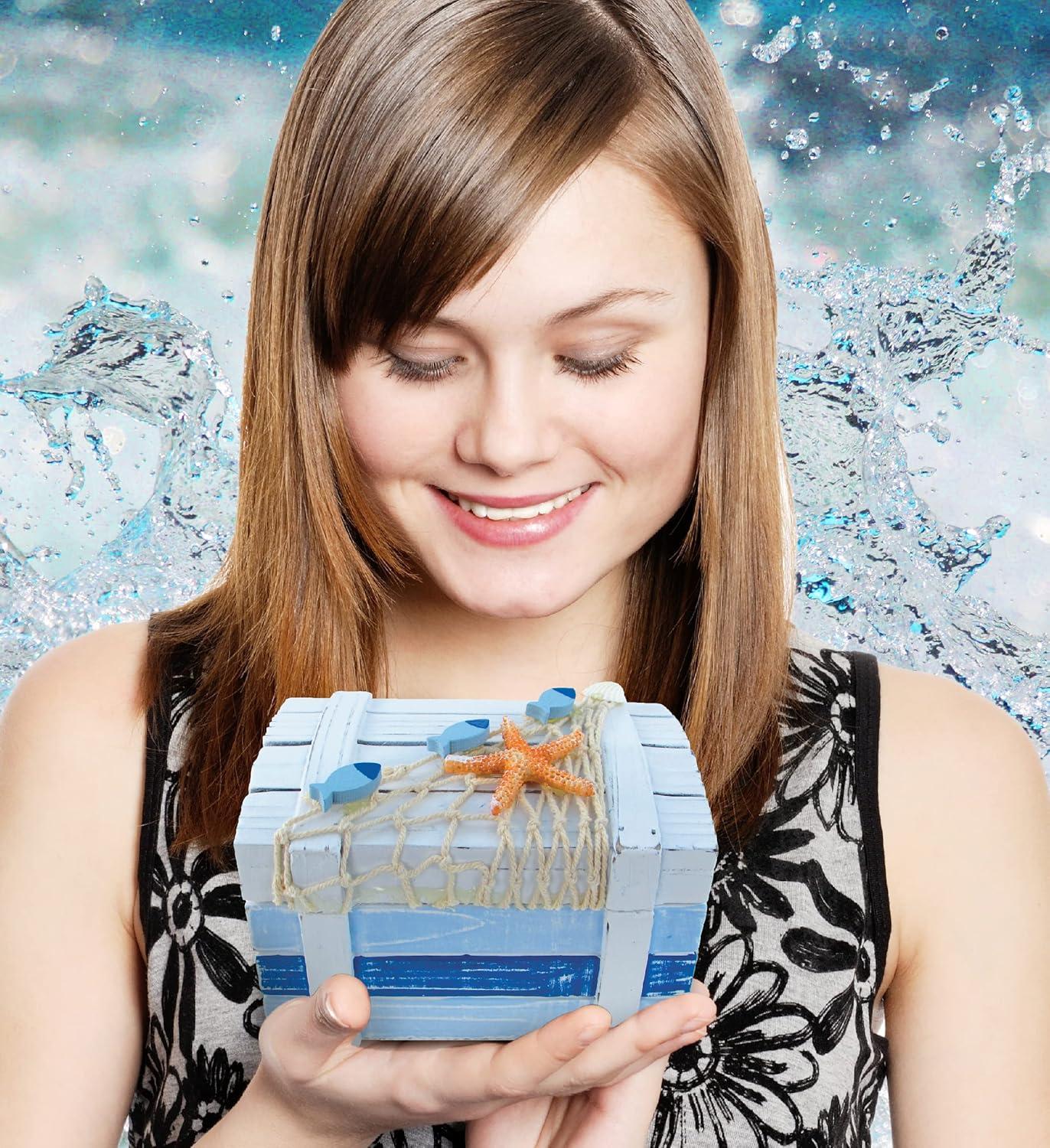 Puzzled Wooden Ocean Breeze Beach with Orange Starfish, 5 inch