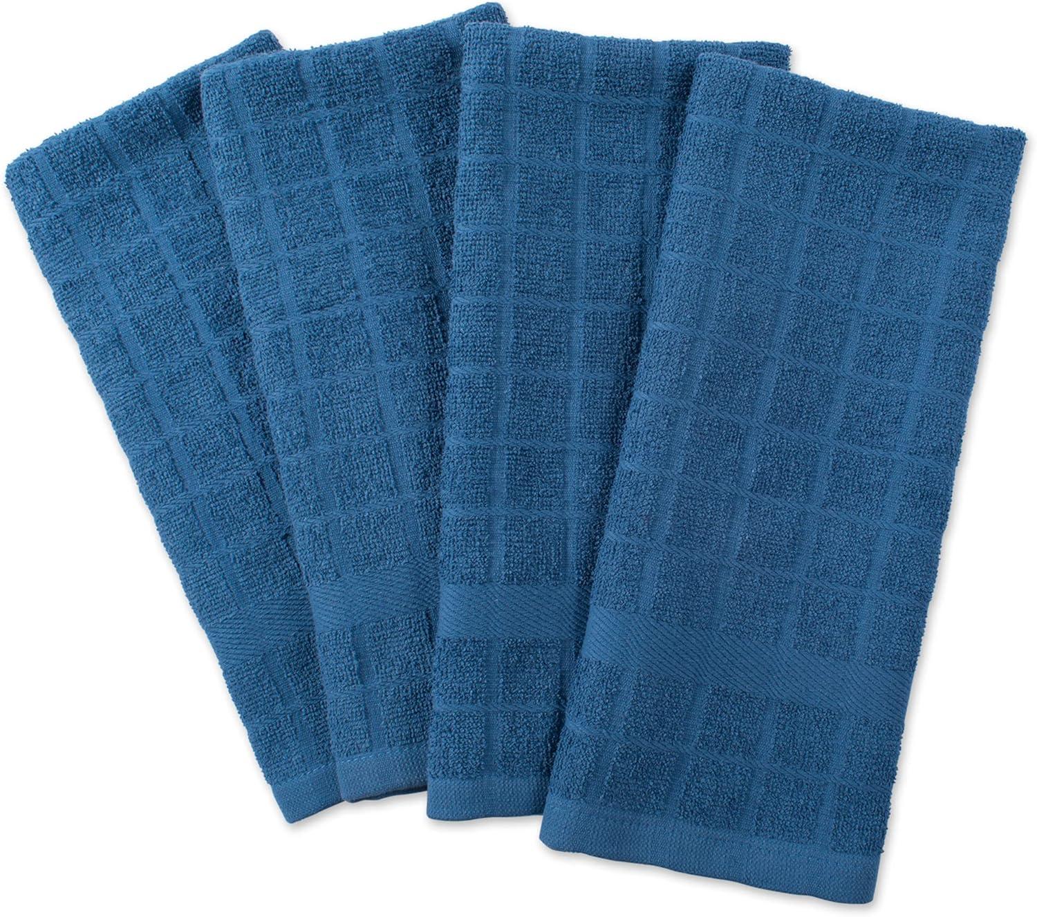 Solid Blue Windowpane Terry Dishtowel (Set of 4)