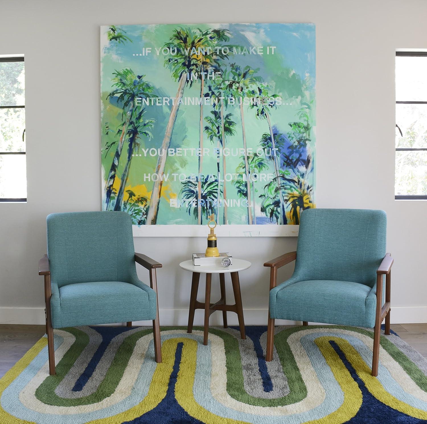 Novogratz Geometric Handmade Area Rug in Green/Yellow/Light Blue