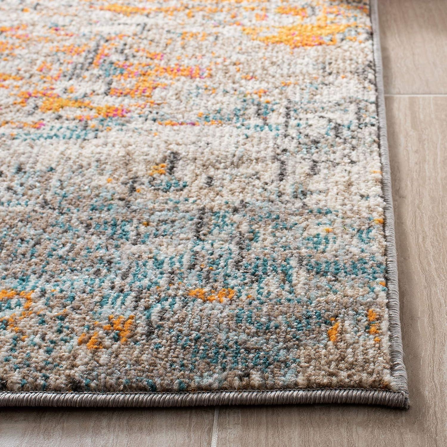 Abstract Grey & Orange Synthetic 8' x 10' Area Rug