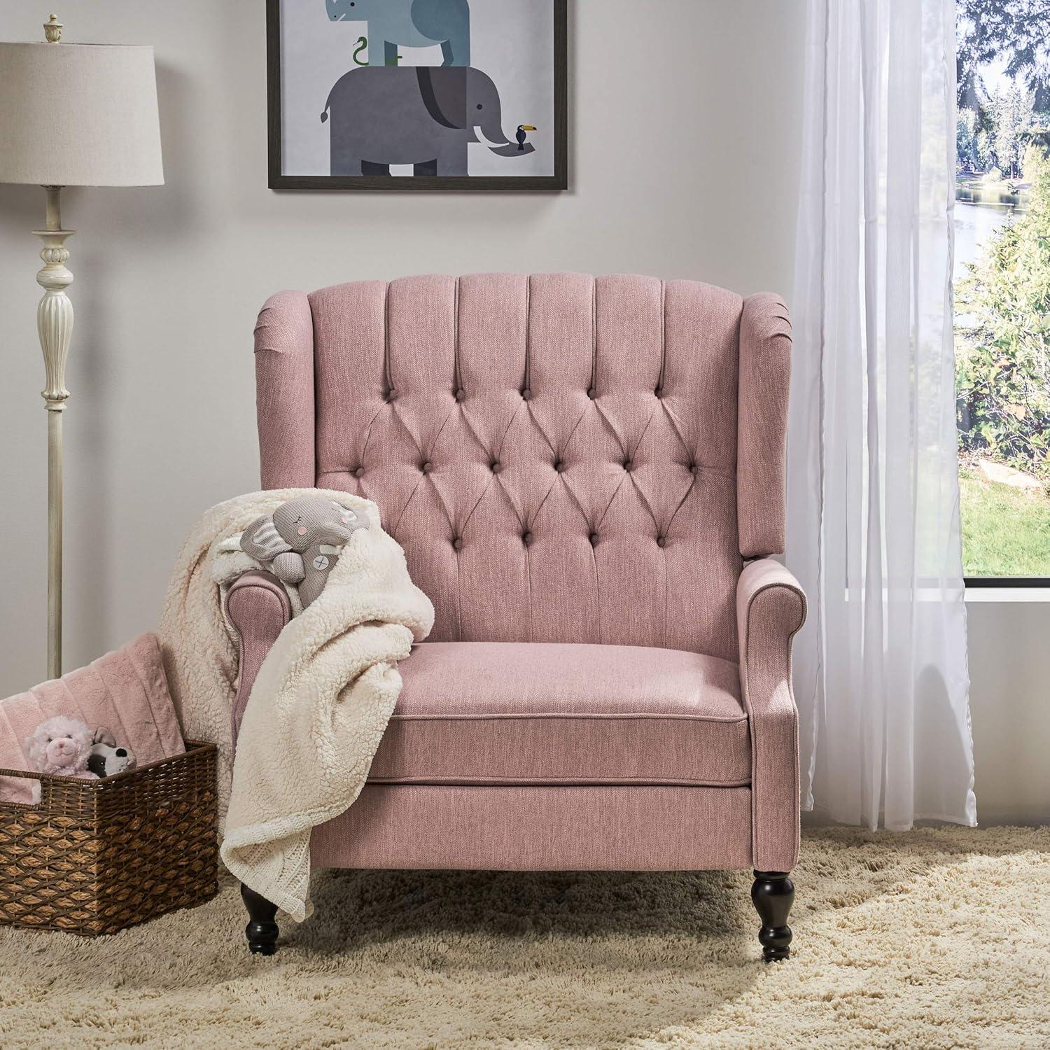 Appaloosa Oversized Wingback Press-Back Recliner Pink - Christopher Knight Home: Chic Tufted, Nailhead Trim, Polyester Upholstery