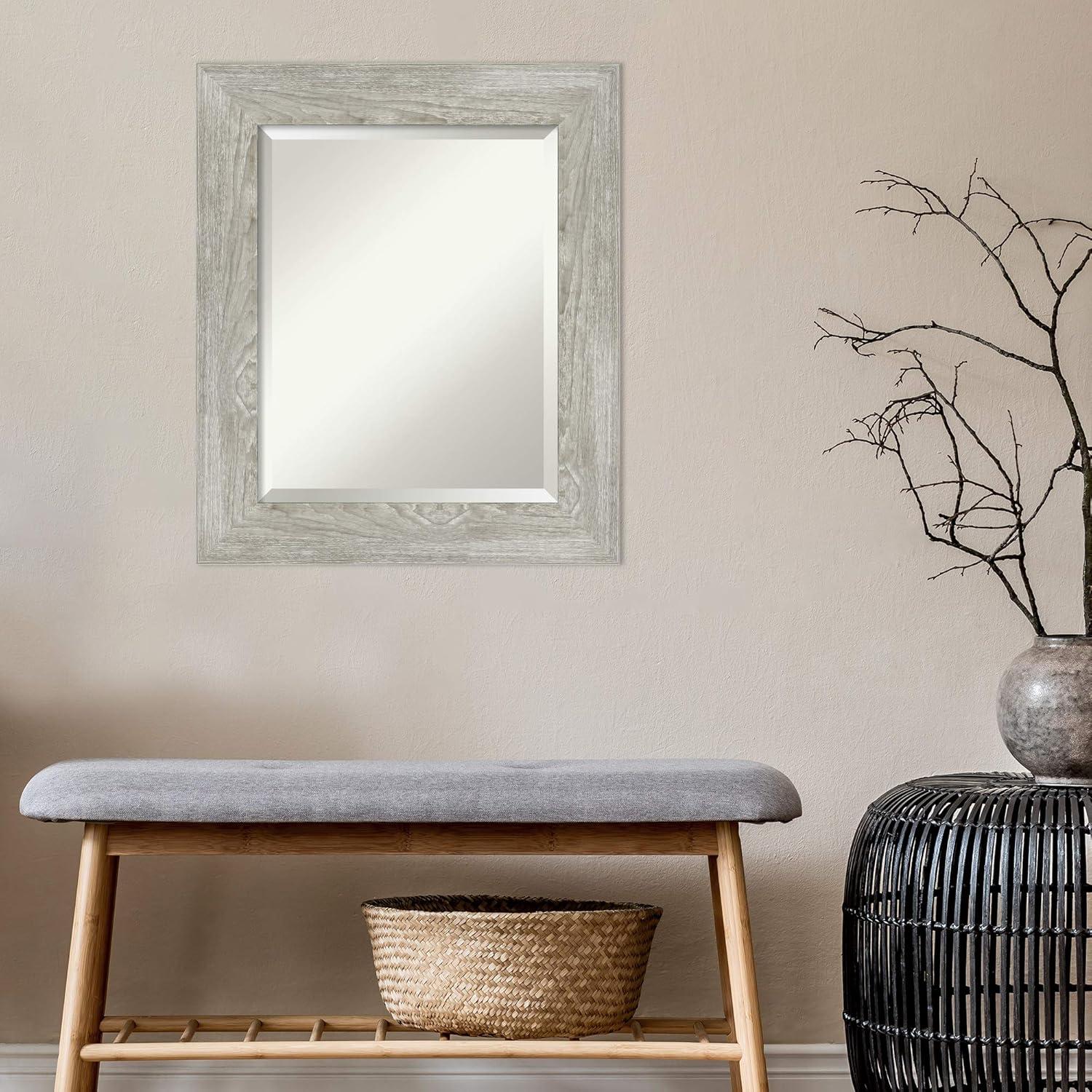 22" x 26" Dove Graywash Framed Bathroom Vanity Wall Mirror - Amanti Art: Modern, Beveled, Wood Frame