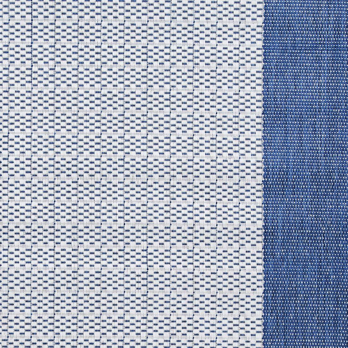 Couristan Recife Checkered Field Indoor / Outdoor Area Rug, Ivory- Indigo Blue, 7'6" Square
