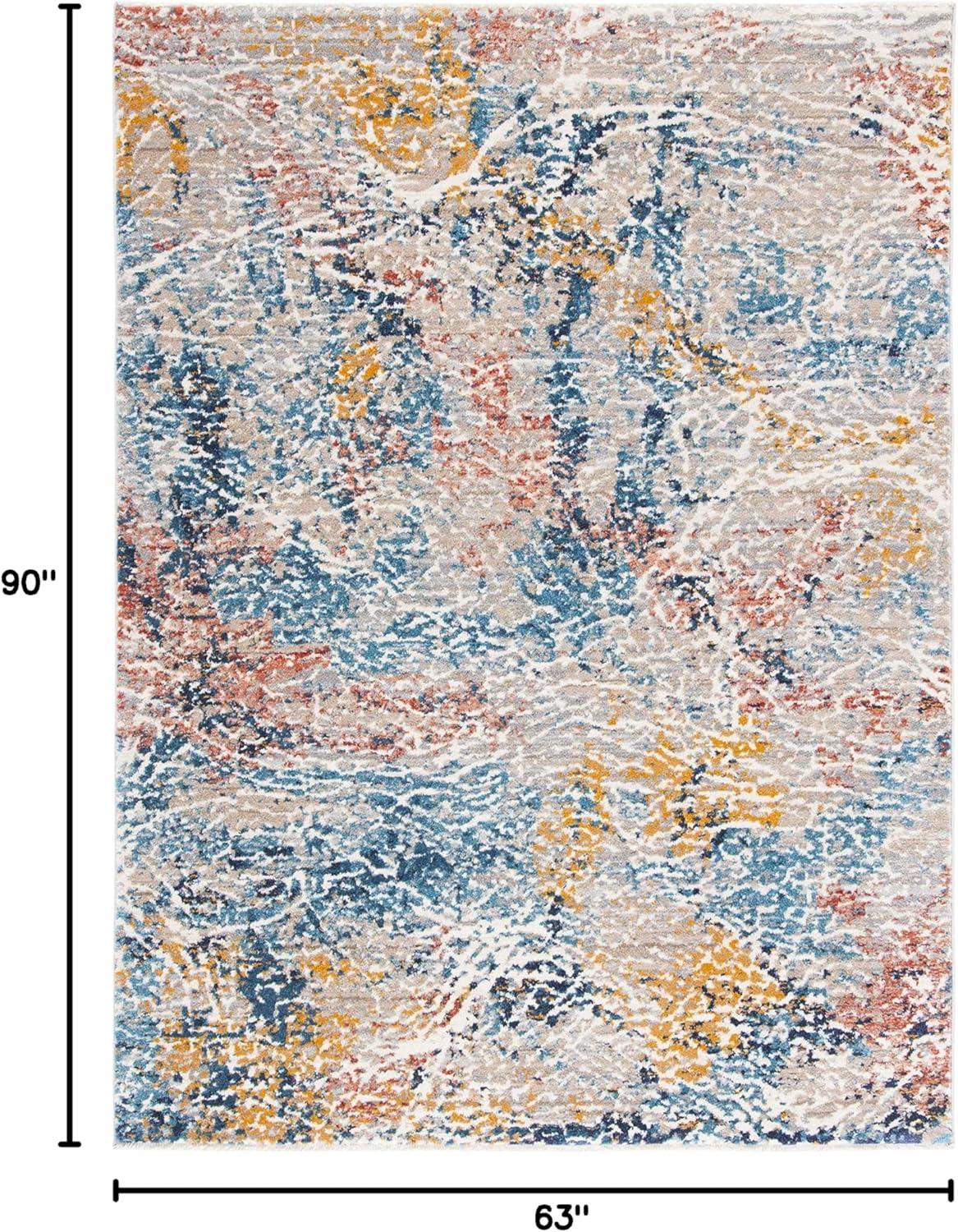 Madison MAD494 Power Loomed Area Rug - Grey/Orange - 5'3"x7'6" - Safavieh.