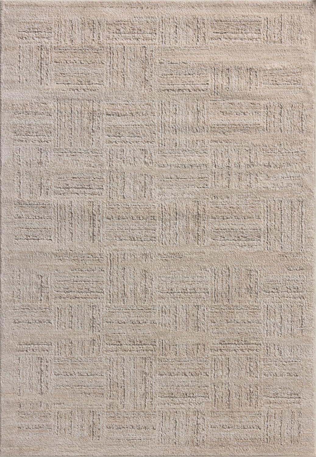 Ivory Taupe Abstract Wool Synthetic Area Rug