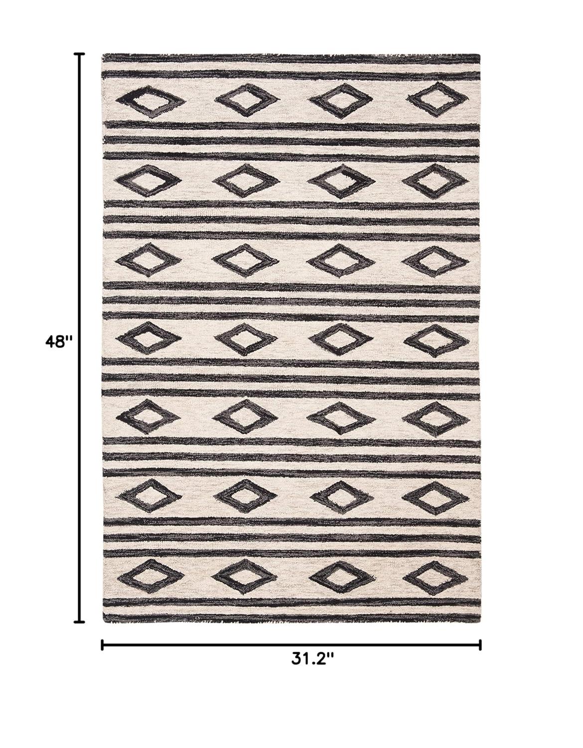 Micro-Loop MLP153 Hand Tufted Indoor Accent Rug - Ivory/Charcoal - 2'6"x4' - Safavieh