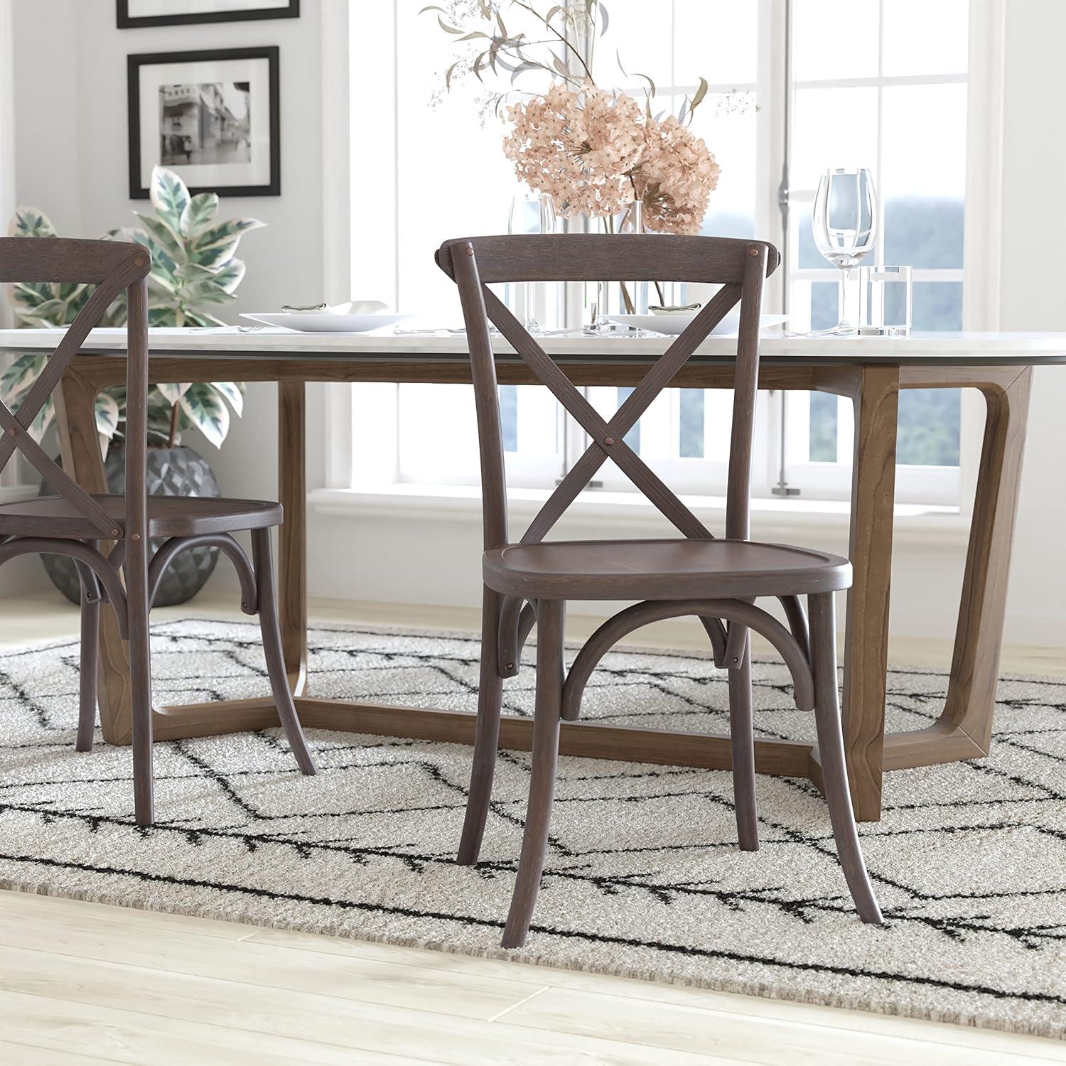 Emma and Oliver 2-pack Medium Natural With White Grain X-Back Chair