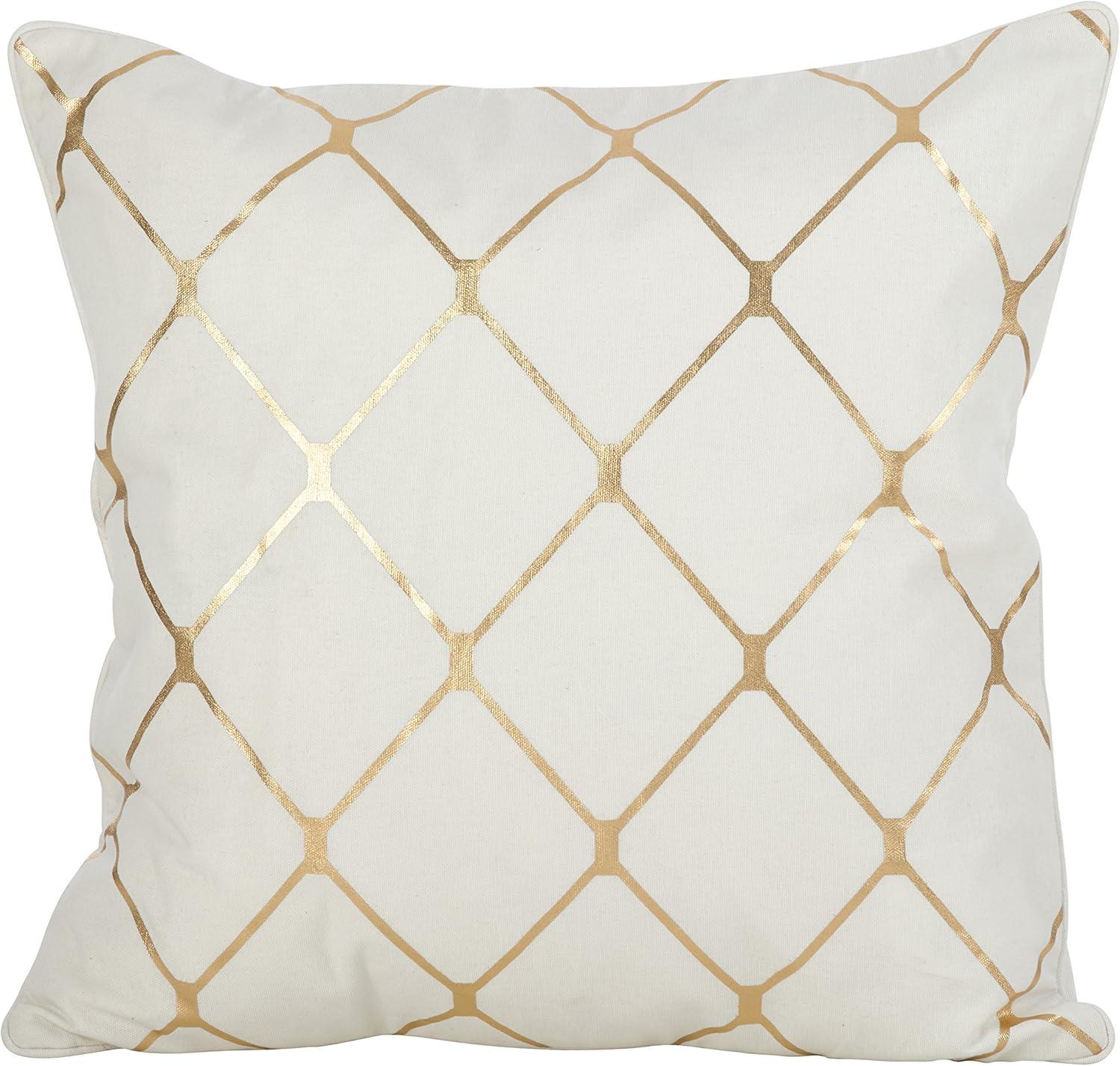 Down Filled Metallic Diamond Design Throw Pillow - Saro Lifestyle