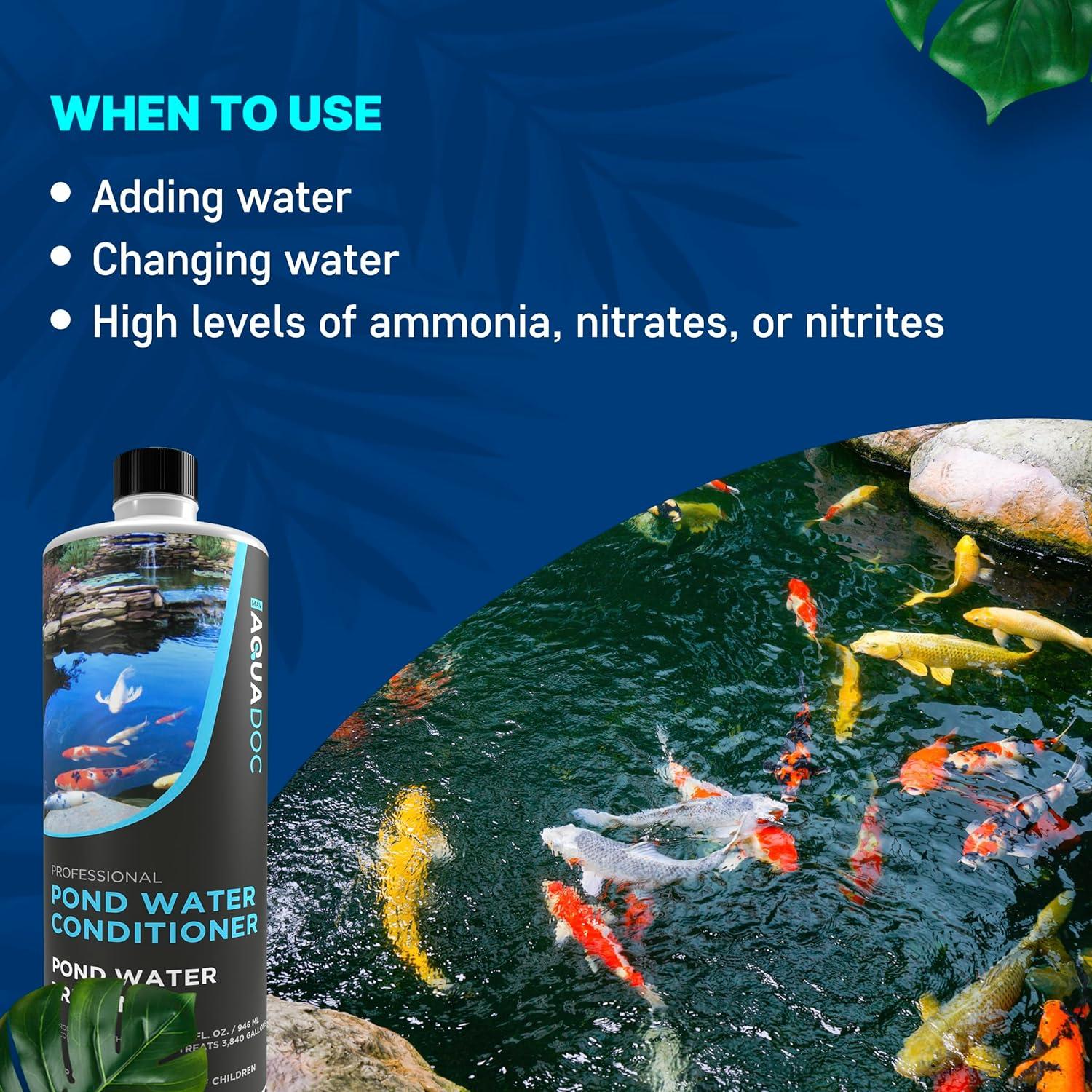 Fish Pond Water Conditioner - Convert tap water to fish-friendly pond water - AquaDoc Pond Supplies