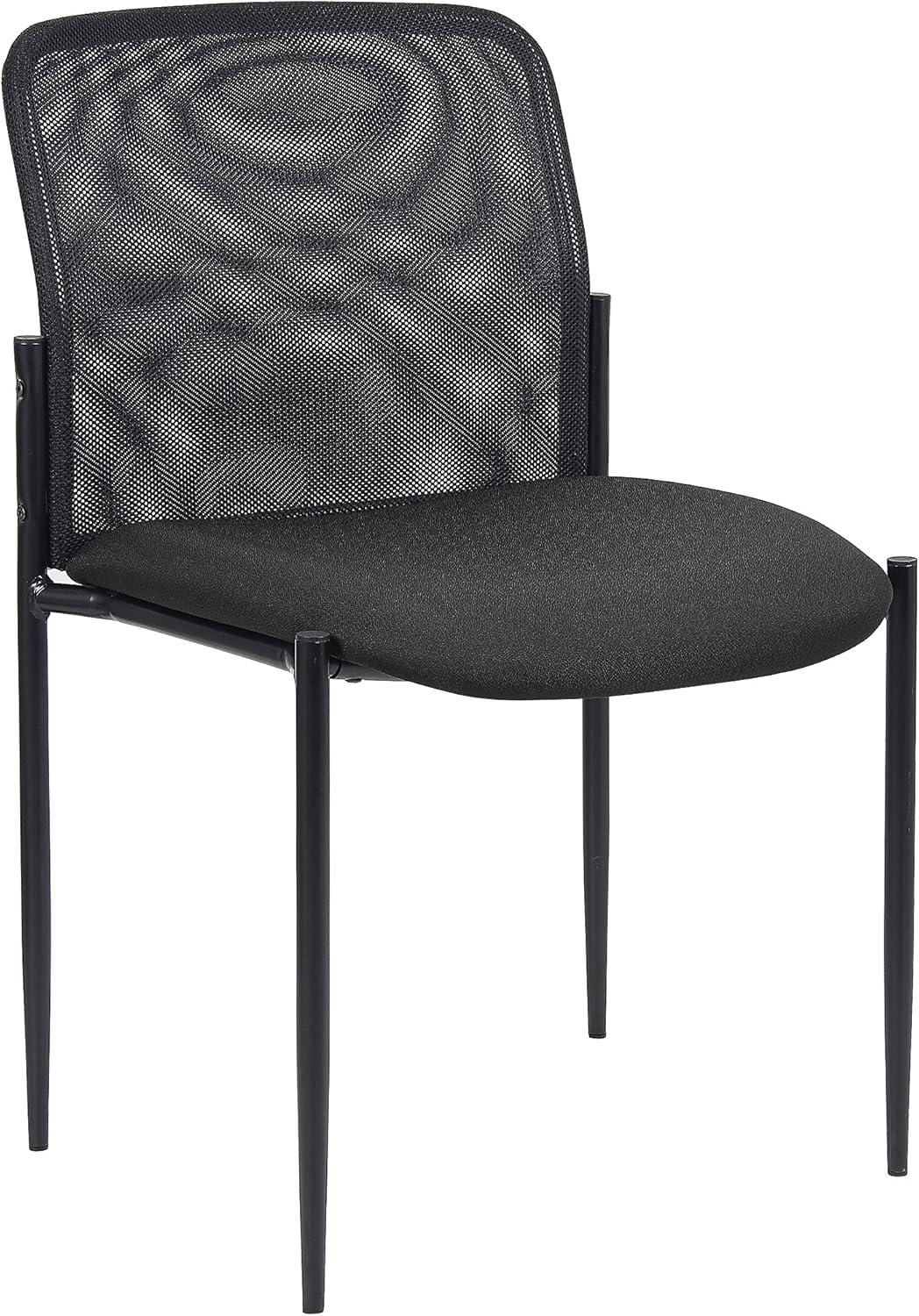 Mesh Guest Chair Black - Boss Office Products: Armless, Stackable, Metal Frame