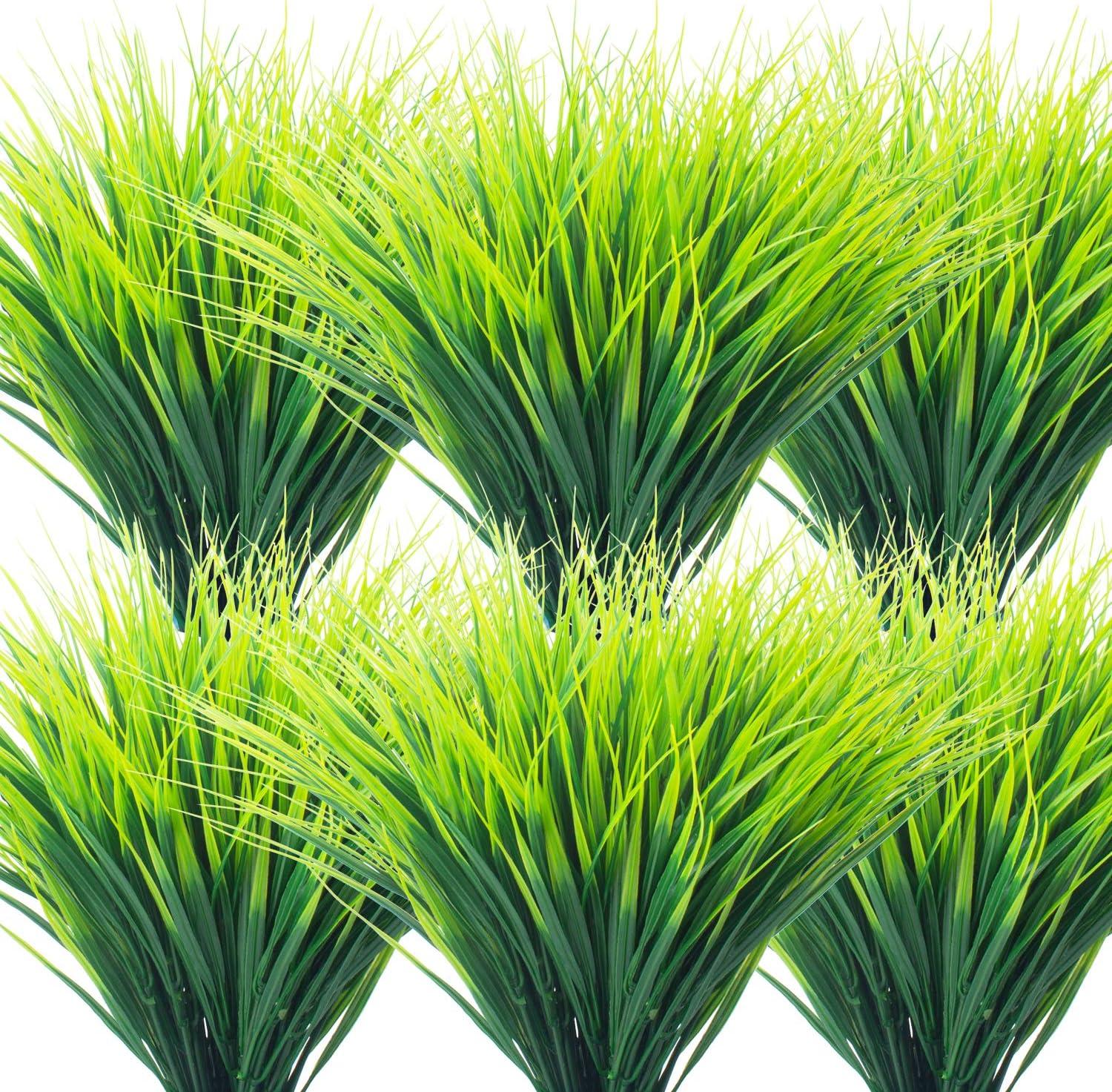 20 Bundles UV Resistant Green Plastic Artificial Grass Stems