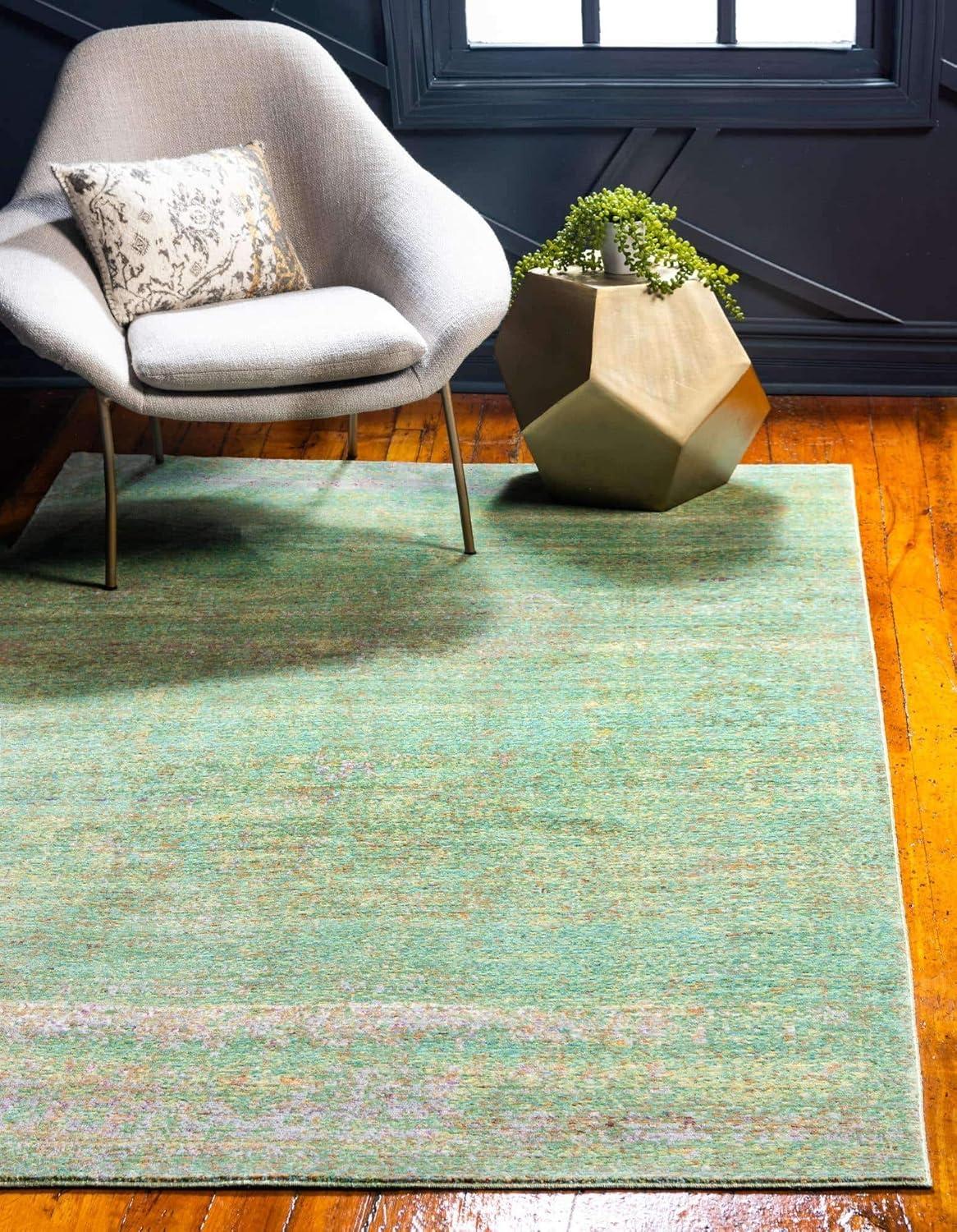 Alexis Abstract Speckled 6' x 9' Green Polyester Area Rug