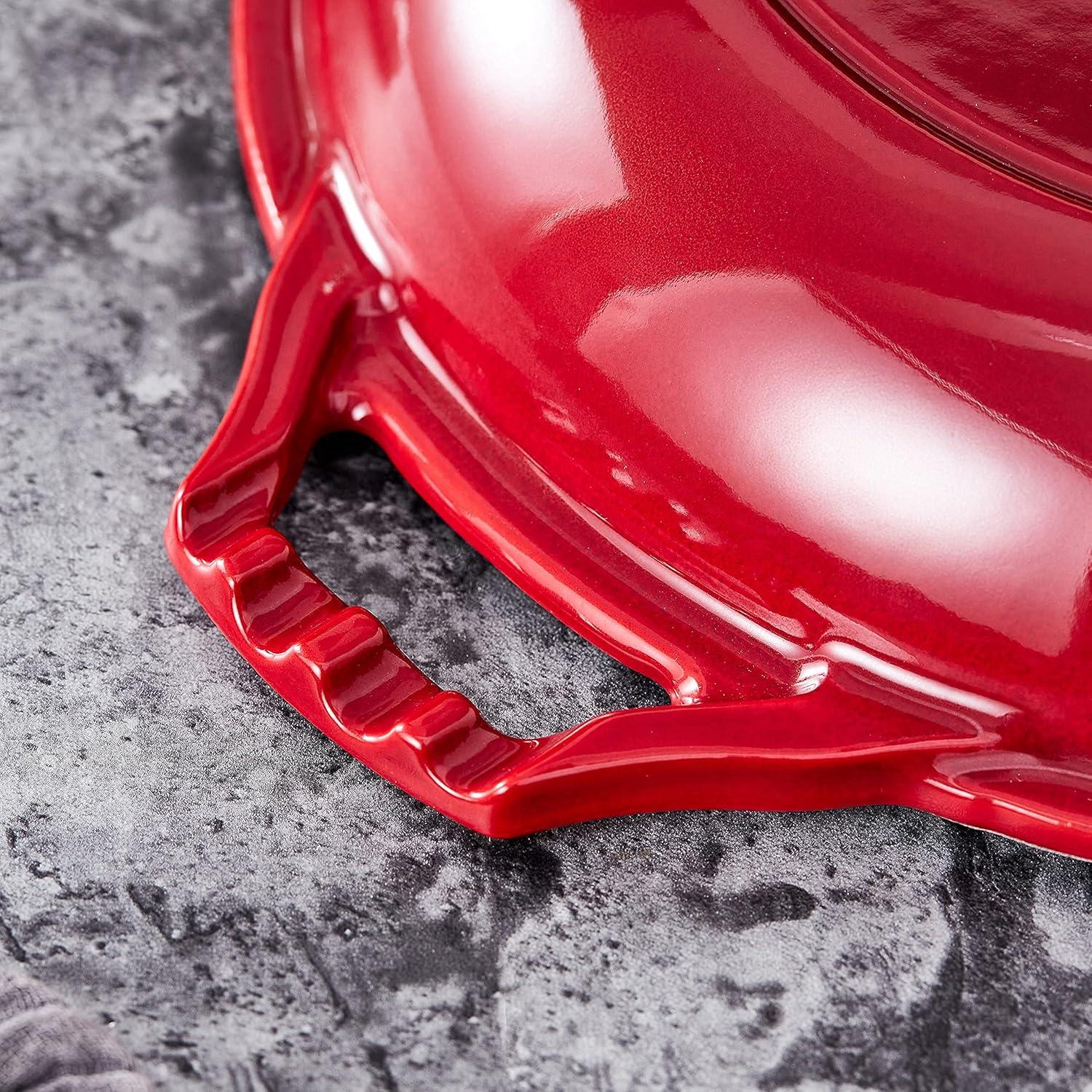 Red Enameled Cast Iron 7-Quart Dutch Oven with Porcelain Lid