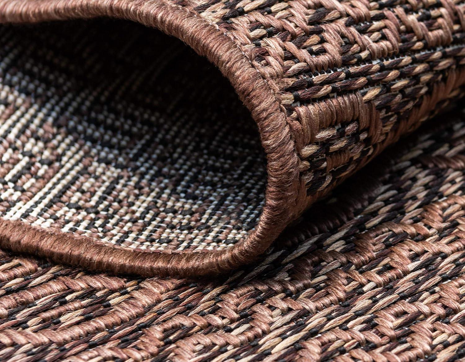 Unique Loom Outdoor Modern Collection Area Rug - Links (3' 3" x 5' 1" Rectangle Brown/Black)