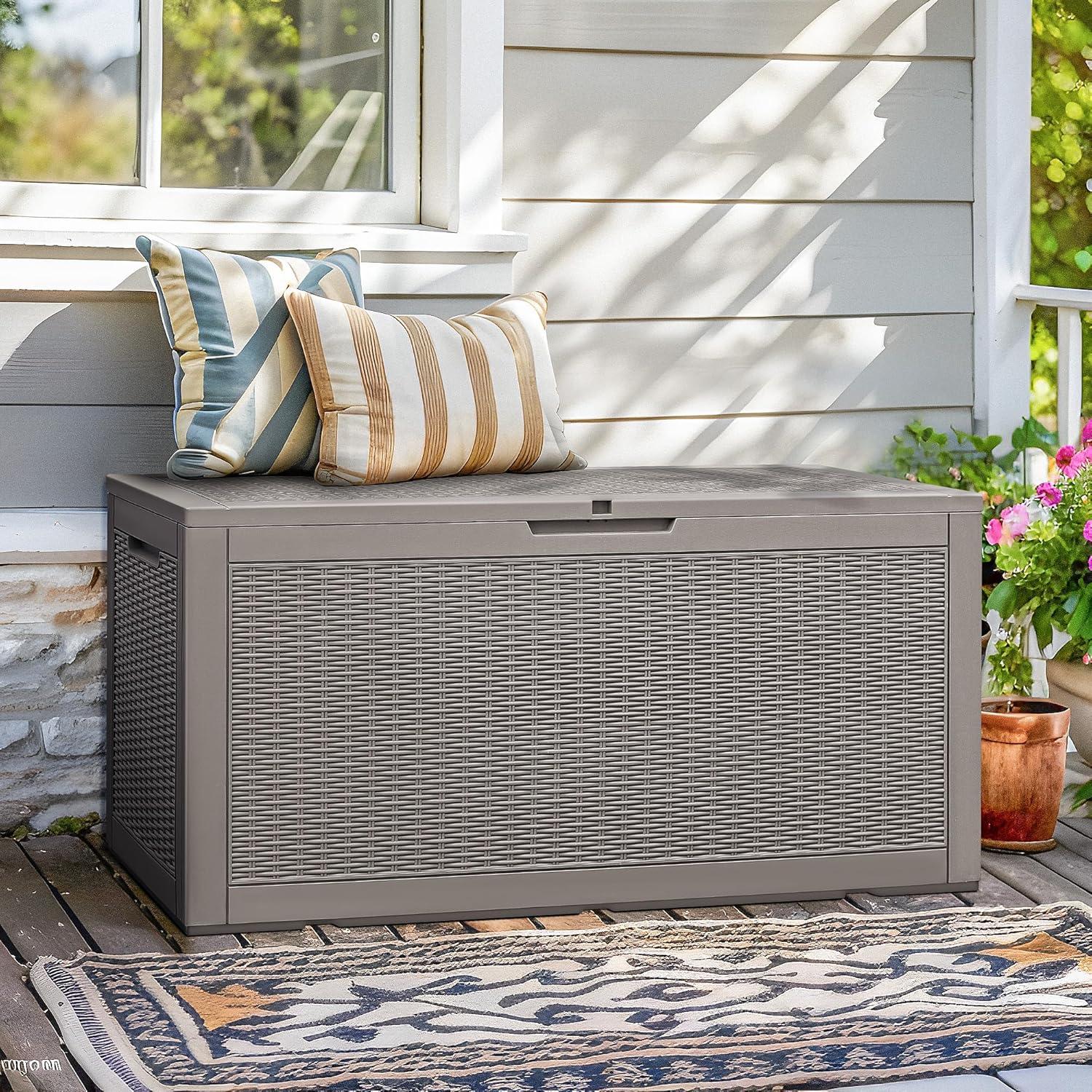 GUNJI GUNJI 100 Gallon Water Resistant Resin Lockable Deck Box