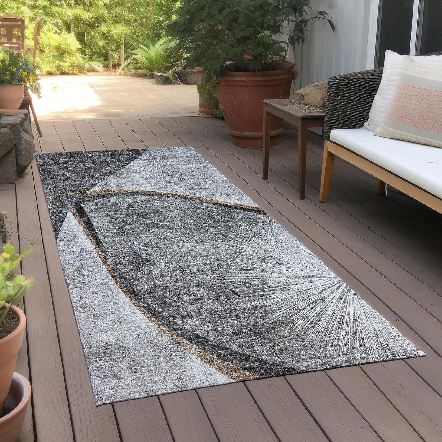 Addison Rugs Machine Washable Indoor/ Outdoor Chantille Abstract Rug Grey - 2'3" x 7'6"