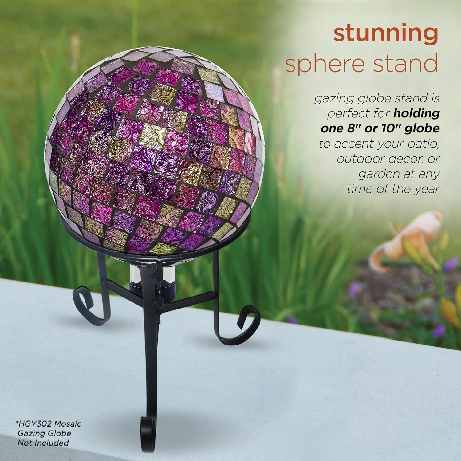 Alpine Corporation 10-Inch Metal Gazing Globe Stand Accessory, Black